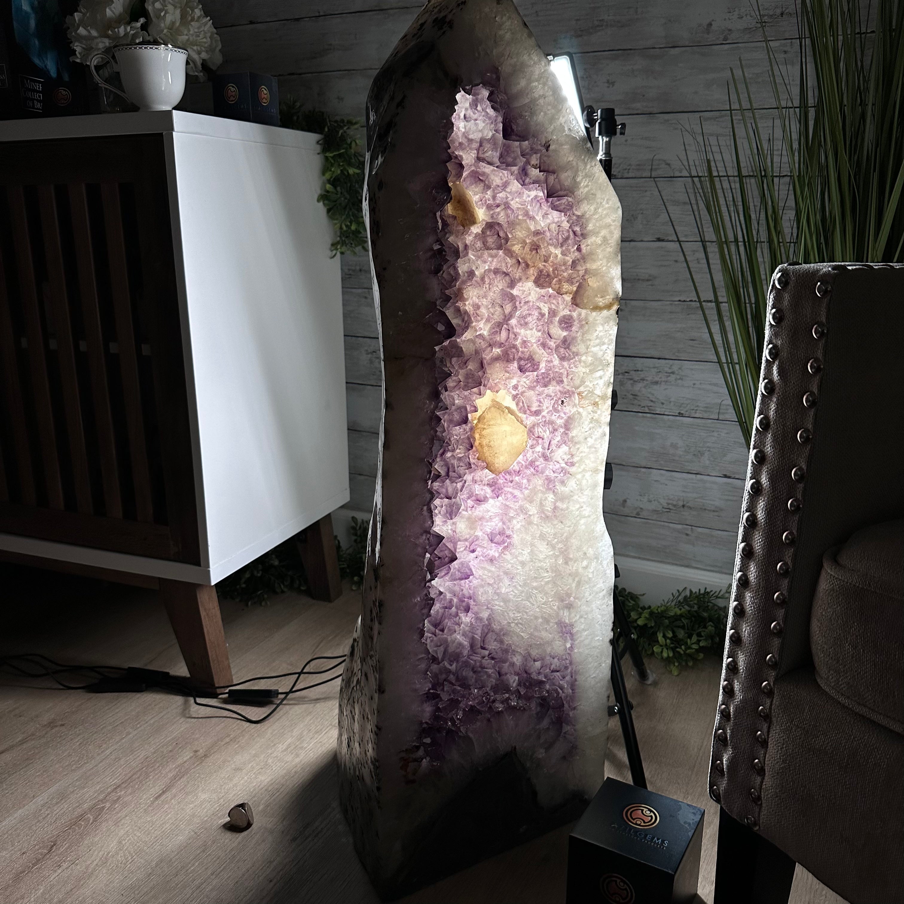 Extra Quality Polished Brazilian Amethyst Cathedral, 119.5 lbs & 34.75" tall Model #5602-0200 by Brazil Gems - Brazil GemsBrazil GemsExtra Quality Polished Brazilian Amethyst Cathedral, 119.5 lbs & 34.75" tall Model #5602-0200 by Brazil GemsPolished Cathedrals5602-0200