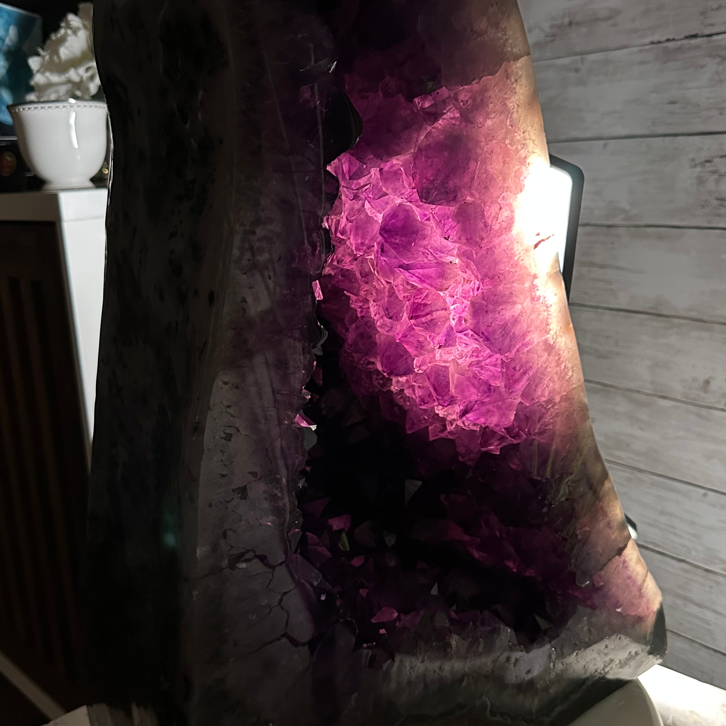 Extra Plus Quality Polished Brazilian Amethyst Cathedral, 103.7 lbs & 23" tall Model #5602-0061 by Brazil Gems - Brazil GemsBrazil GemsExtra Plus Quality Polished Brazilian Amethyst Cathedral, 103.7 lbs & 23" tall Model #5602-0061 by Brazil GemsPolished Cathedrals5602-0061