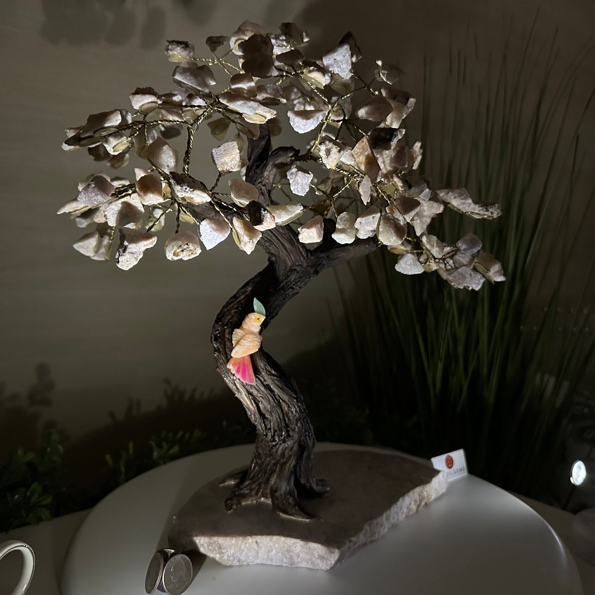 14" Tall Handmade Pink Amethyst Gemstone Tree, Pink Amethyst Base with a Crystal Bird #6404PKPK - 001 - Brazil GemsBrazil Gems14" Tall Handmade Pink Amethyst Gemstone Tree, Pink Amethyst Base with a Crystal Bird #6404PKPK - 001Gemstone Trees6404PKPK - 001