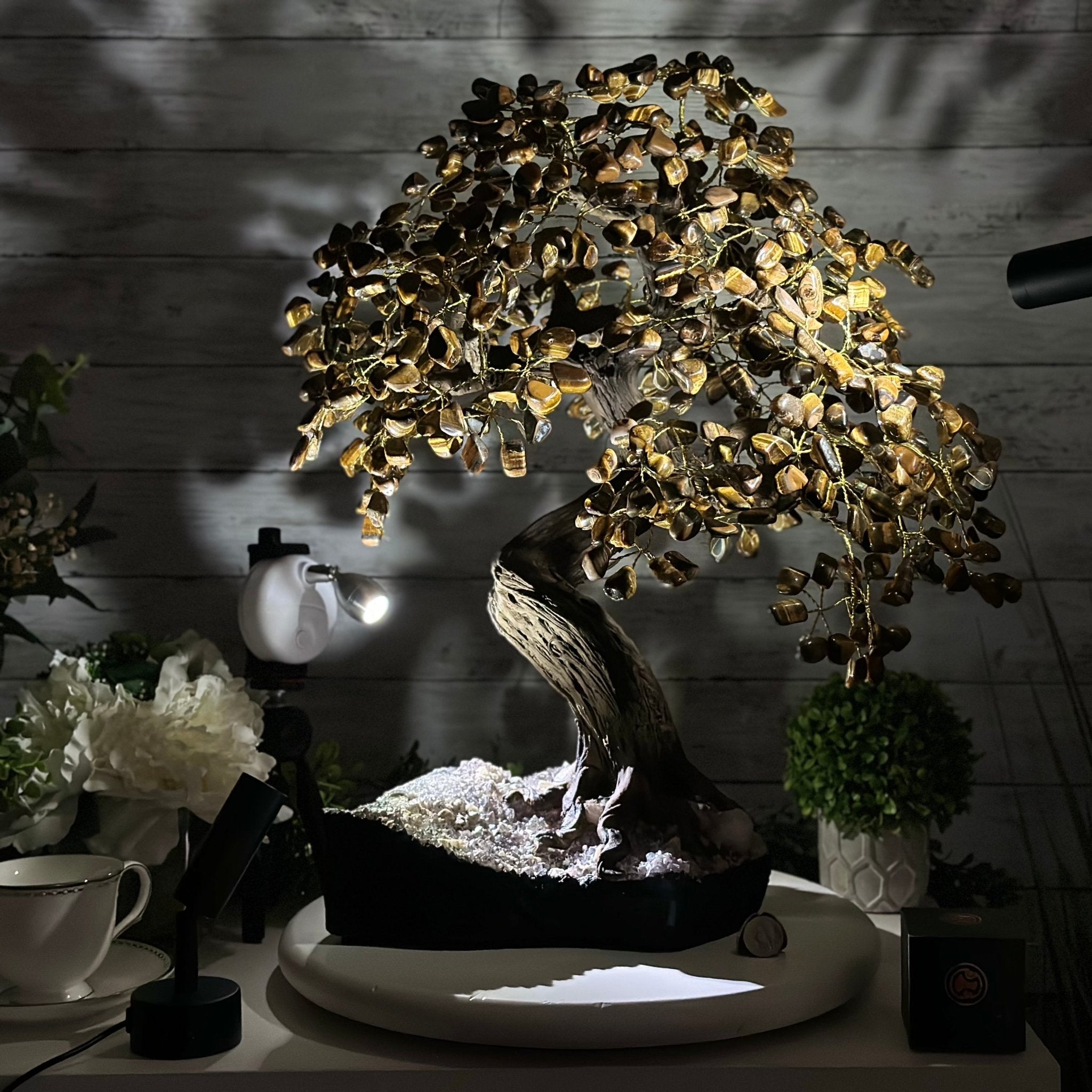 20" Tall Tiger's Eye Gemstone Tree on an Amethyst base, 540 gems #5406TE-001 - Brazil GemsBrazil Gems20" Tall Tiger's Eye Gemstone Tree on an Amethyst base, 540 gems #5406TE-001Gemstone Trees5406TE-001