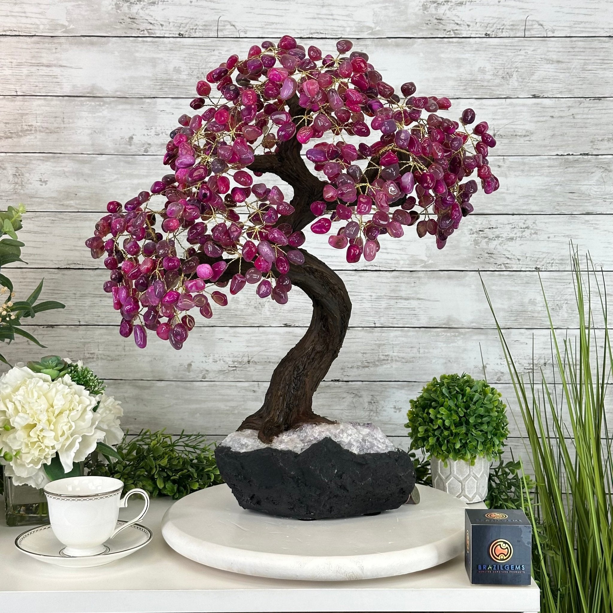 21" Tall Pink Agate Gemstone Tree w/ Amethyst base, 540 gems #5406PA-007 - Brazil GemsBrazil Gems21" Tall Pink Agate Gemstone Tree w/ Amethyst base, 540 gems #5406PA-007Gemstone Trees5406PA-007