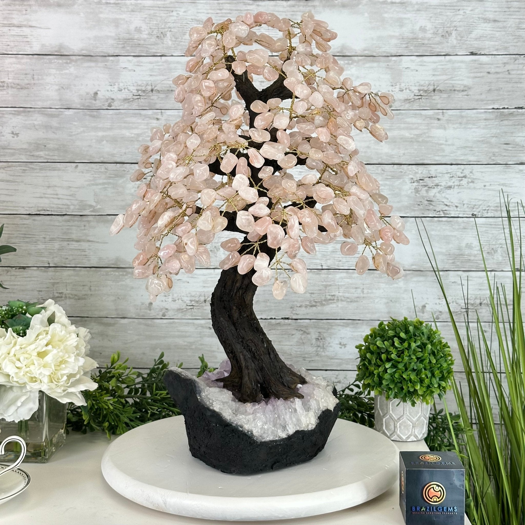 21" Tall Rose Quartz Gemstone Tree on an Amethyst base, 540 gems #5406RQ-015 - Brazil GemsBrazil Gems21" Tall Rose Quartz Gemstone Tree on an Amethyst base, 540 gems #5406RQ-015Gemstone Trees5406RQ-015