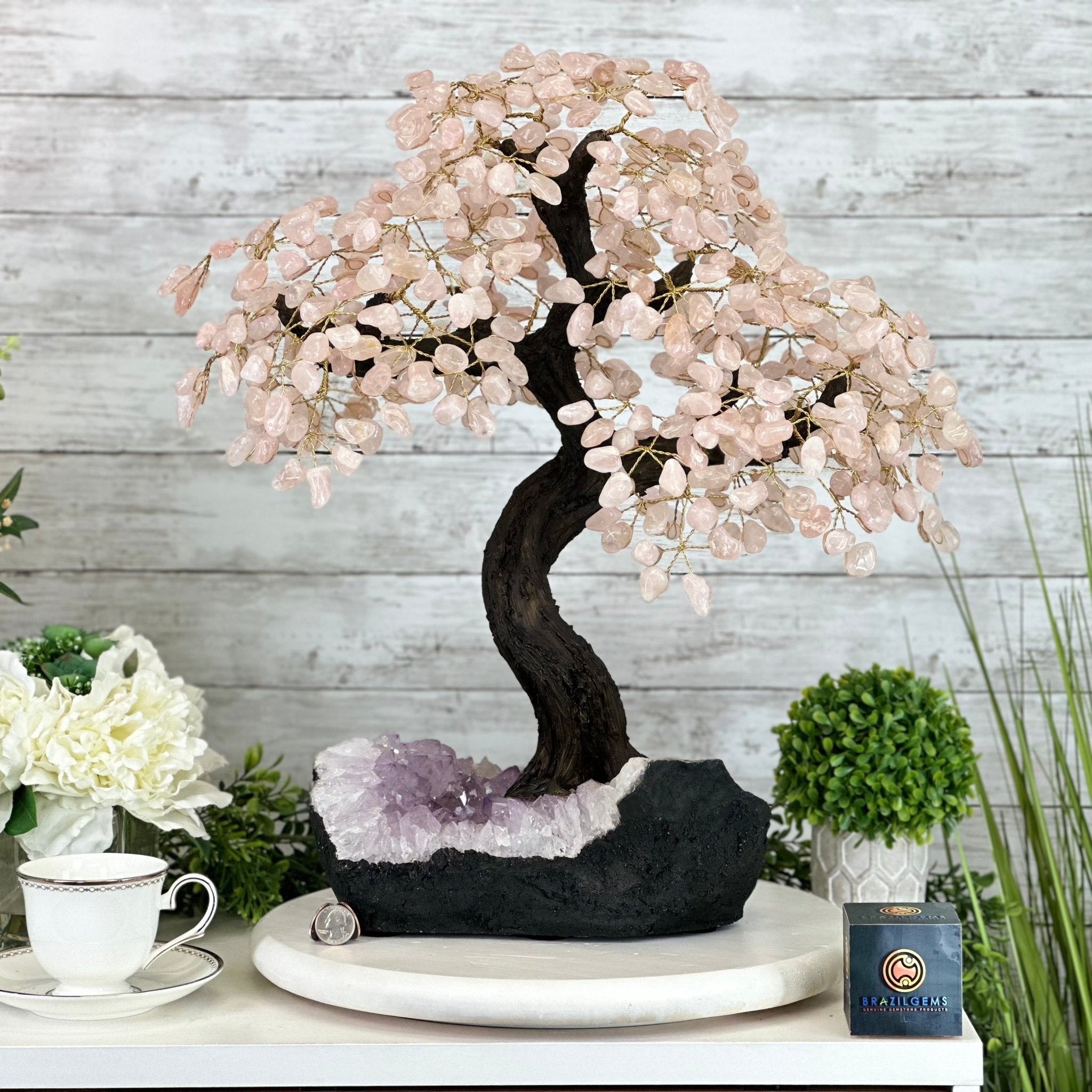 21" Tall Rose Quartz Gemstone Tree on an Amethyst base, 540 gems #5406RQ-015 - Brazil GemsBrazil Gems21" Tall Rose Quartz Gemstone Tree on an Amethyst base, 540 gems #5406RQ-015Gemstone Trees5406RQ-015