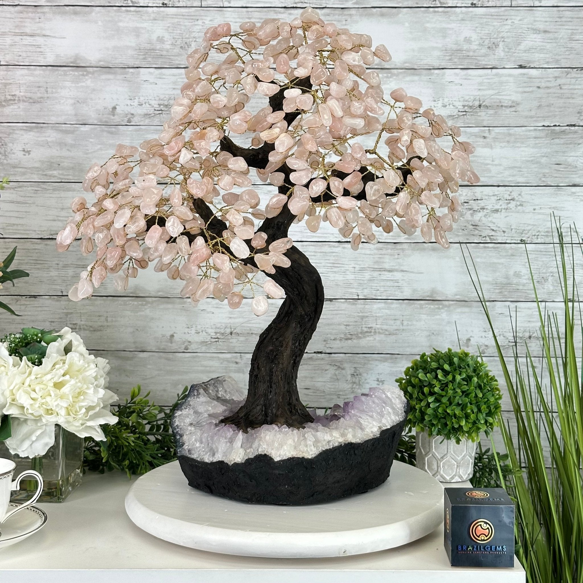 21" Tall Rose Quartz Gemstone Tree on an Amethyst base, 540 gems #5406RQ-015 - Brazil GemsBrazil Gems21" Tall Rose Quartz Gemstone Tree on an Amethyst base, 540 gems #5406RQ-015Gemstone Trees5406RQ-015