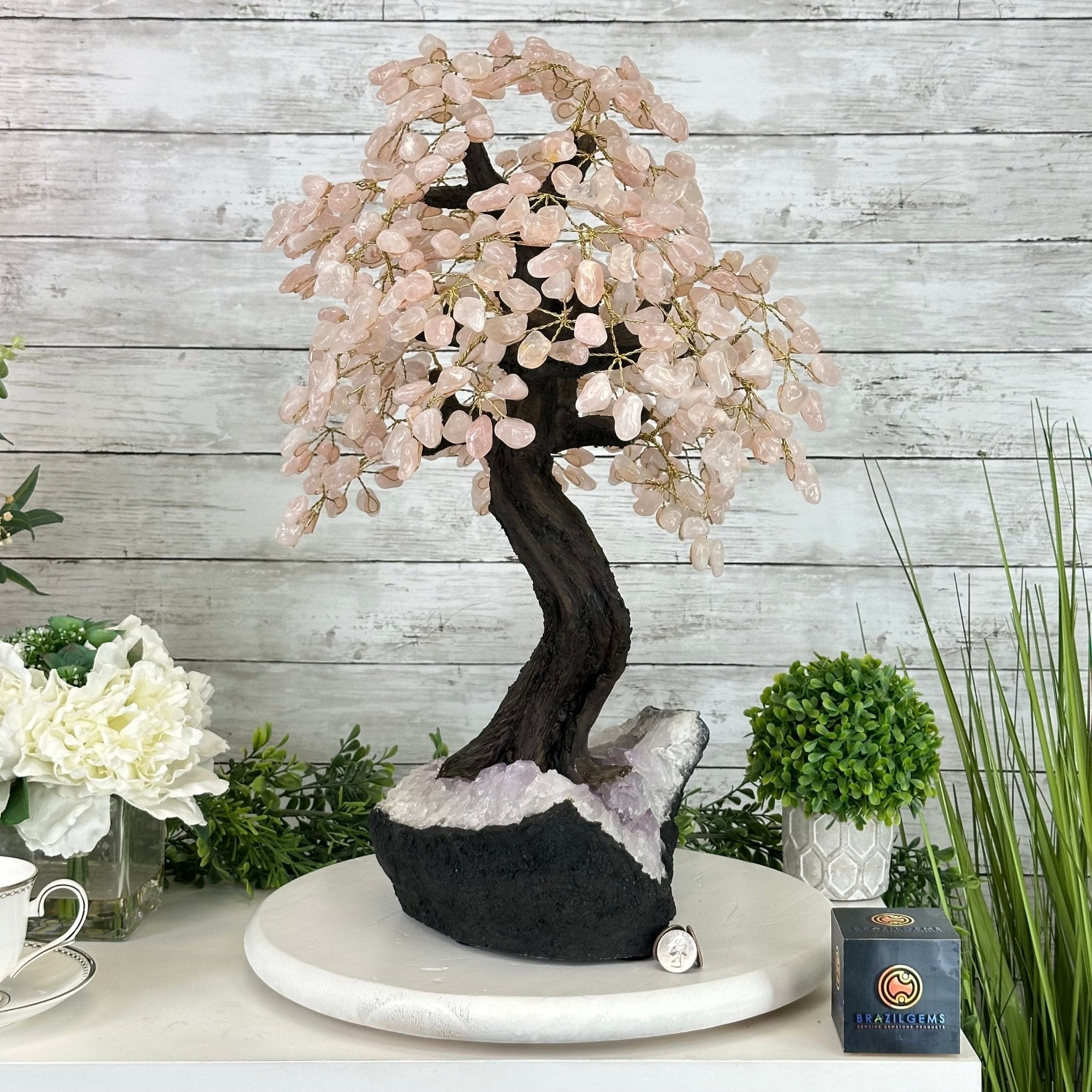 21" Tall Rose Quartz Gemstone Tree on an Amethyst base, 540 gems #5406RQ-015 - Brazil GemsBrazil Gems21" Tall Rose Quartz Gemstone Tree on an Amethyst base, 540 gems #5406RQ-015Gemstone Trees5406RQ-015