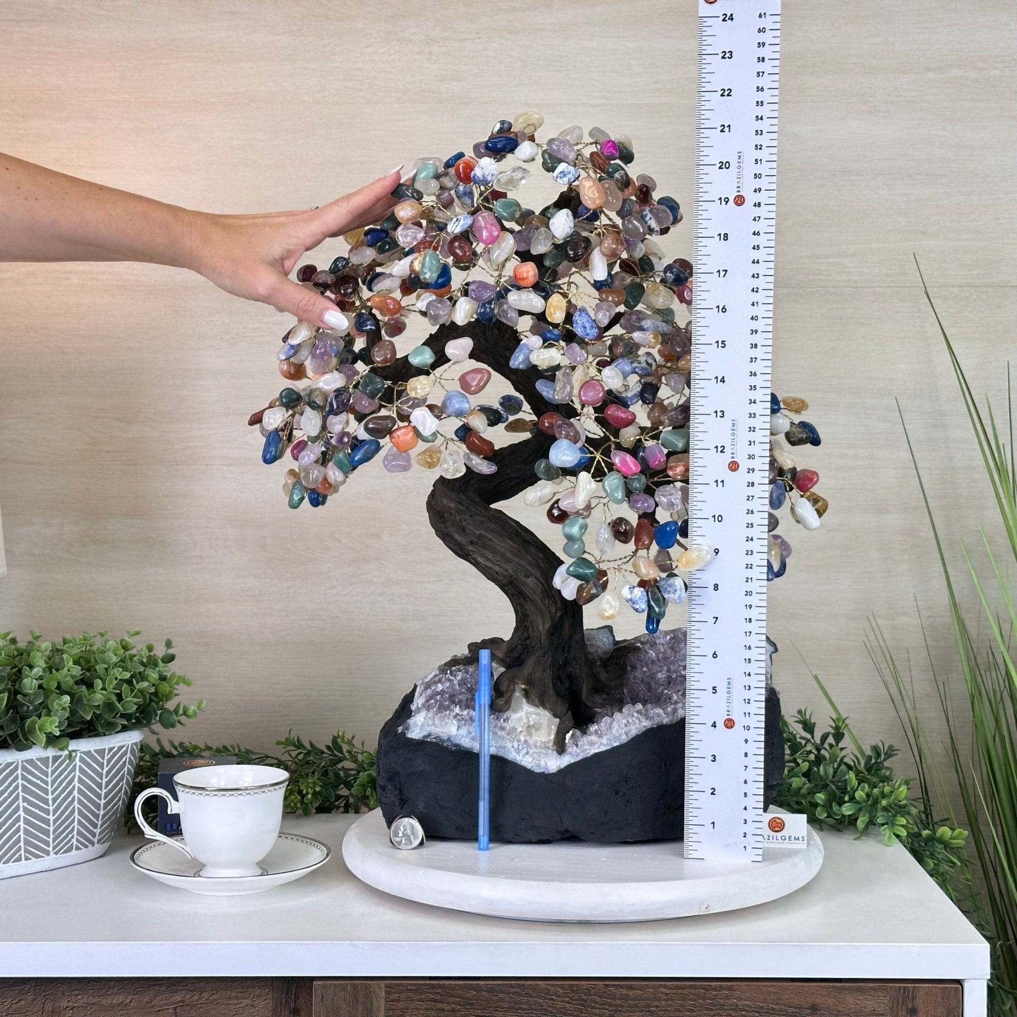 21.5" Tall Mixed Gems Gemstone Tree on an Amethyst base, 540 gems #5406MG - 014 - Brazil GemsBrazil Gems21.5" Tall Mixed Gems Gemstone Tree on an Amethyst base, 540 gems #5406MG - 014Gemstone Trees5406MG - 014