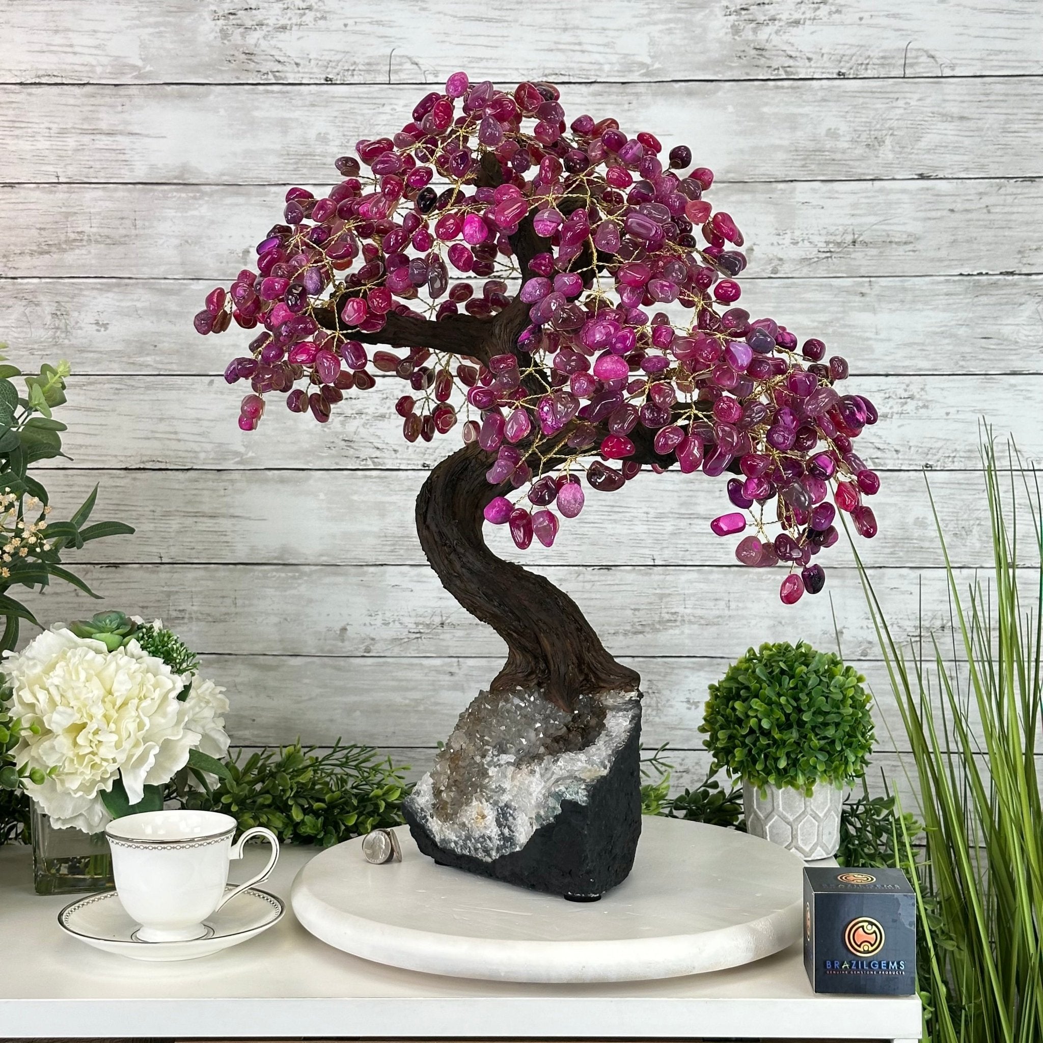 22" Tall Pink Agate Gemstone Tree w/ Amethyst base, 540 gems #5406PA-008 - Brazil GemsBrazil Gems22" Tall Pink Agate Gemstone Tree w/ Amethyst base, 540 gems #5406PA-008Gemstone Trees5406PA-008