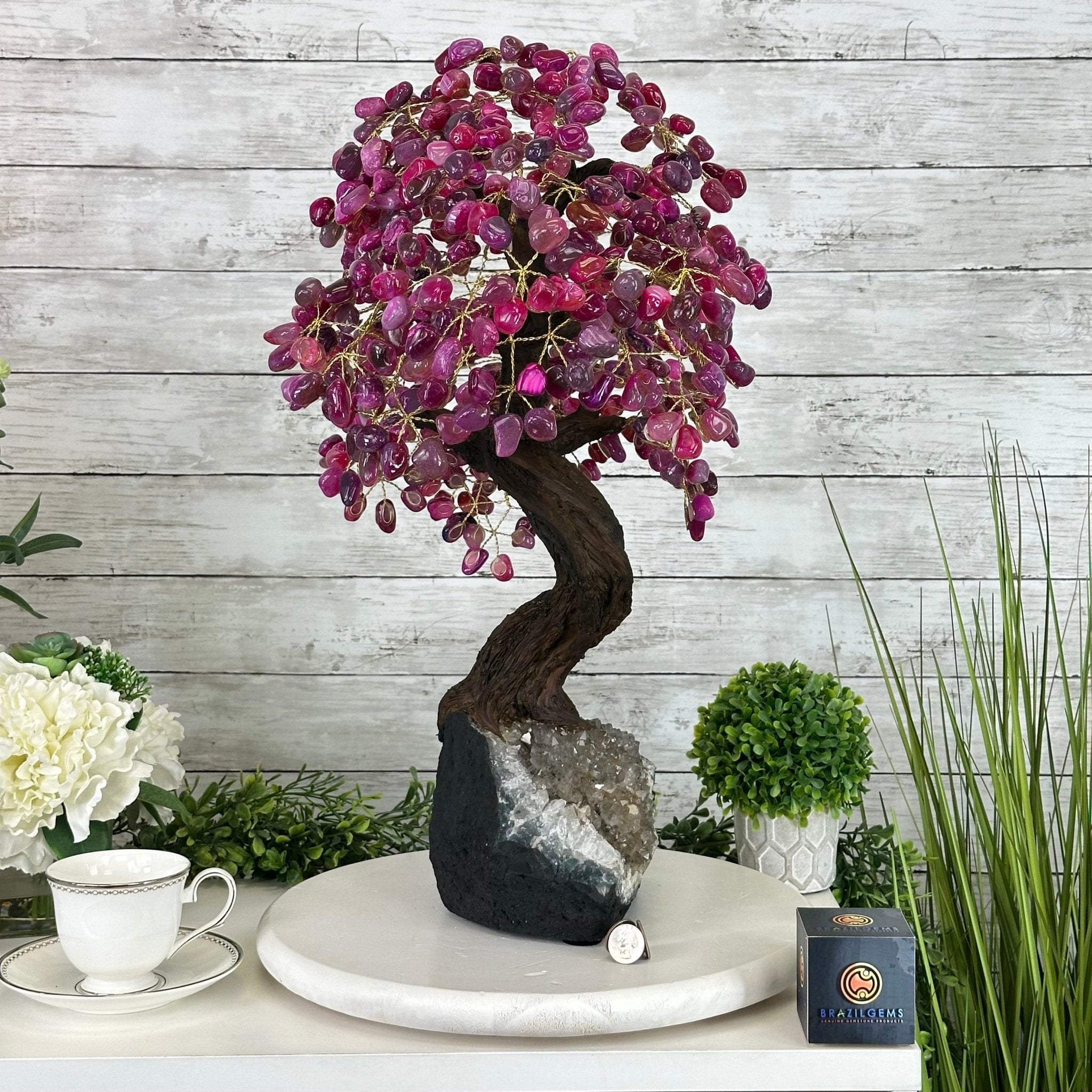 22" Tall Pink Agate Gemstone Tree w/ Amethyst base, 540 gems #5406PA-008 - Brazil GemsBrazil Gems22" Tall Pink Agate Gemstone Tree w/ Amethyst base, 540 gems #5406PA-008Gemstone Trees5406PA-008