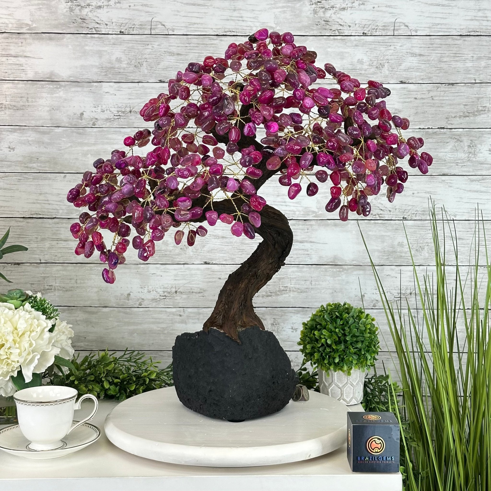 22" Tall Pink Agate Gemstone Tree w/ Amethyst base, 540 gems #5406PA-008 - Brazil GemsBrazil Gems22" Tall Pink Agate Gemstone Tree w/ Amethyst base, 540 gems #5406PA-008Gemstone Trees5406PA-008