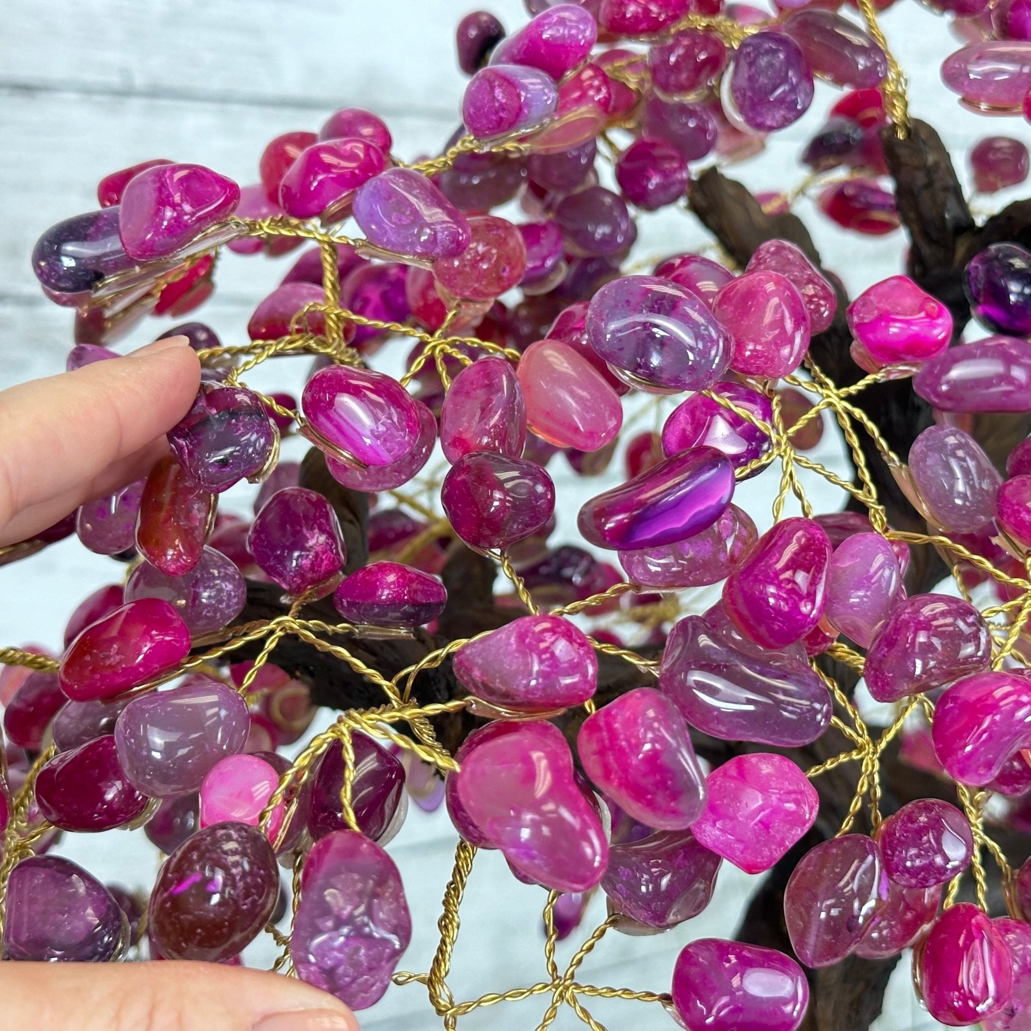 22" Tall Pink Agate Gemstone Tree w/ Amethyst base, 540 gems #5406PA-008 - Brazil GemsBrazil Gems22" Tall Pink Agate Gemstone Tree w/ Amethyst base, 540 gems #5406PA-008Gemstone Trees5406PA-008