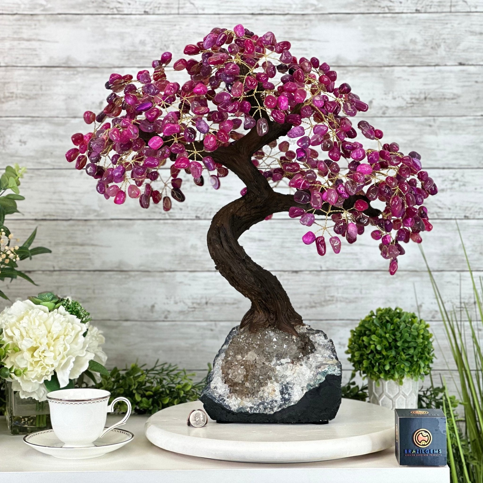 22" Tall Pink Agate Gemstone Tree w/ Amethyst base, 540 gems #5406PA-008 - Brazil GemsBrazil Gems22" Tall Pink Agate Gemstone Tree w/ Amethyst base, 540 gems #5406PA-008Gemstone Trees5406PA-008