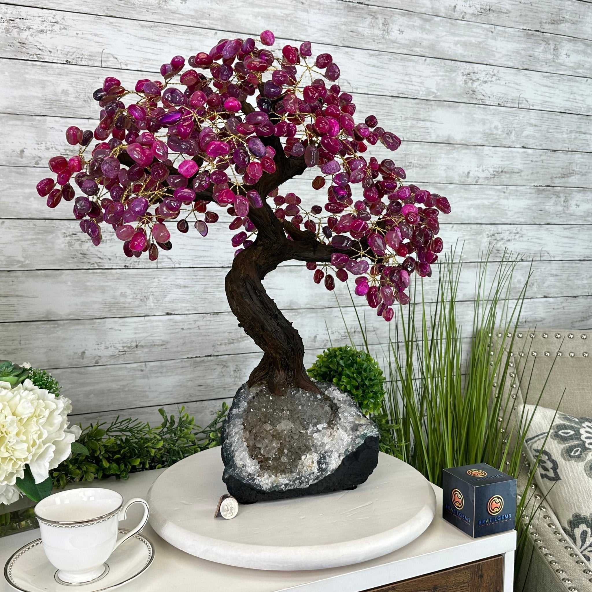 22" Tall Pink Agate Gemstone Tree w/ Amethyst base, 540 gems #5406PA-008 - Brazil GemsBrazil Gems22" Tall Pink Agate Gemstone Tree w/ Amethyst base, 540 gems #5406PA-008Gemstone Trees5406PA-008