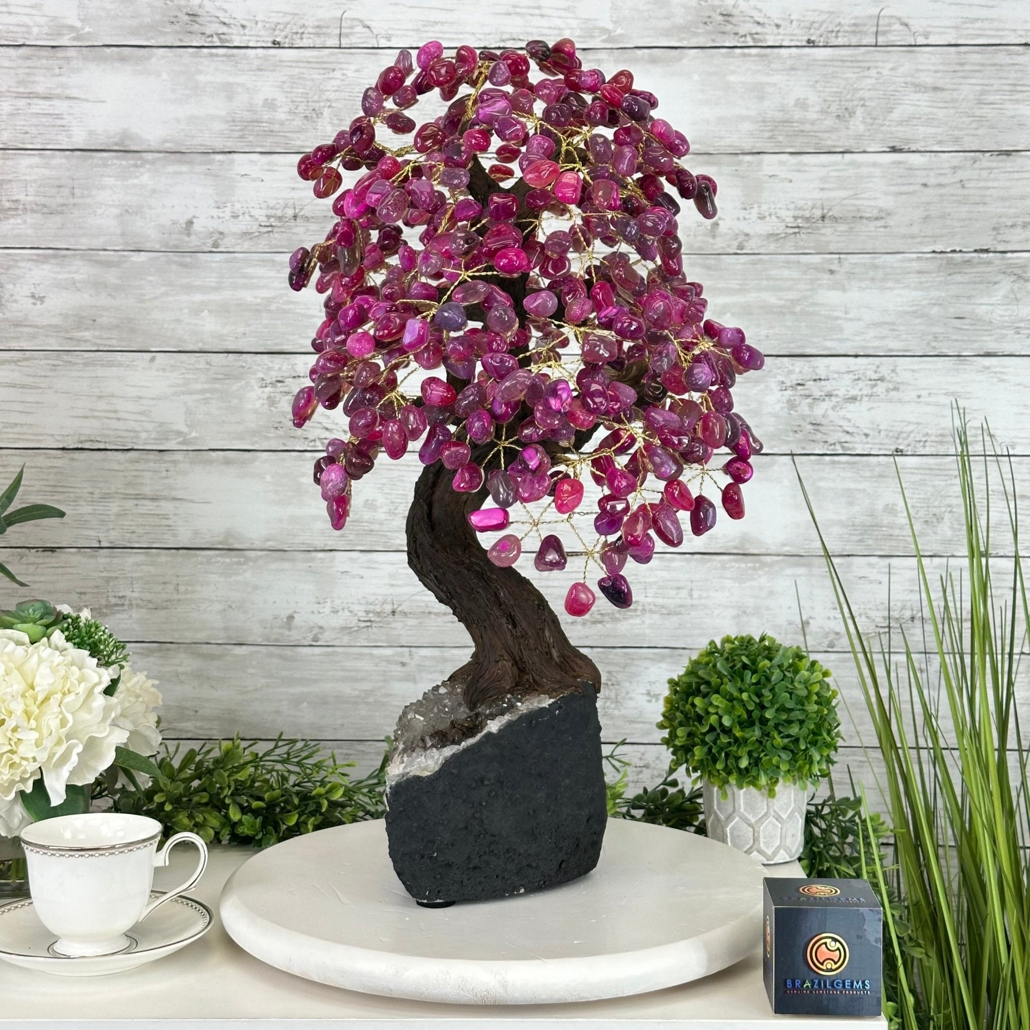 22" Tall Pink Agate Gemstone Tree w/ Amethyst base, 540 gems #5406PA-008 - Brazil GemsBrazil Gems22" Tall Pink Agate Gemstone Tree w/ Amethyst base, 540 gems #5406PA-008Gemstone Trees5406PA-008