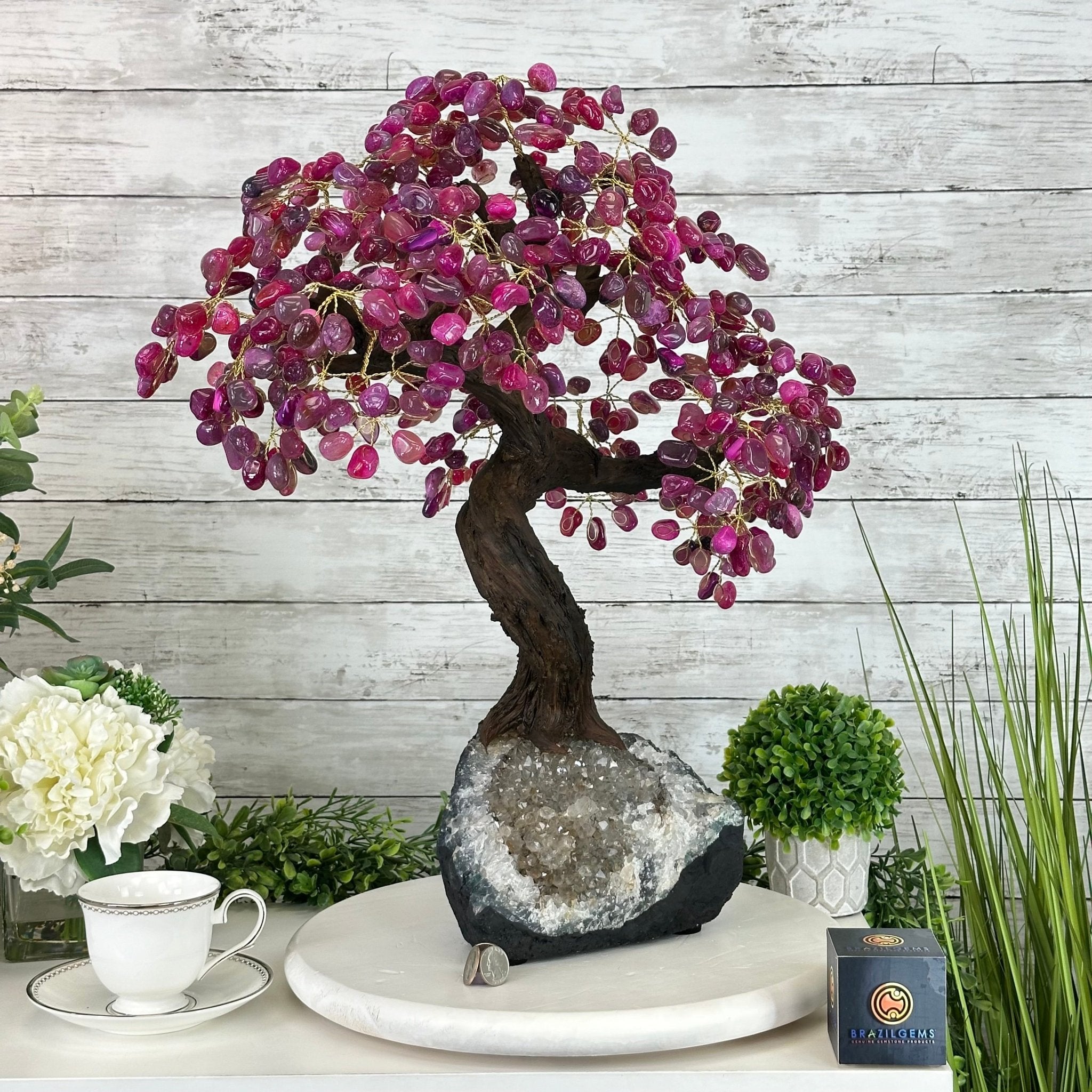 22" Tall Pink Agate Gemstone Tree w/ Amethyst base, 540 gems #5406PA-008 - Brazil GemsBrazil Gems22" Tall Pink Agate Gemstone Tree w/ Amethyst base, 540 gems #5406PA-008Gemstone Trees5406PA-008