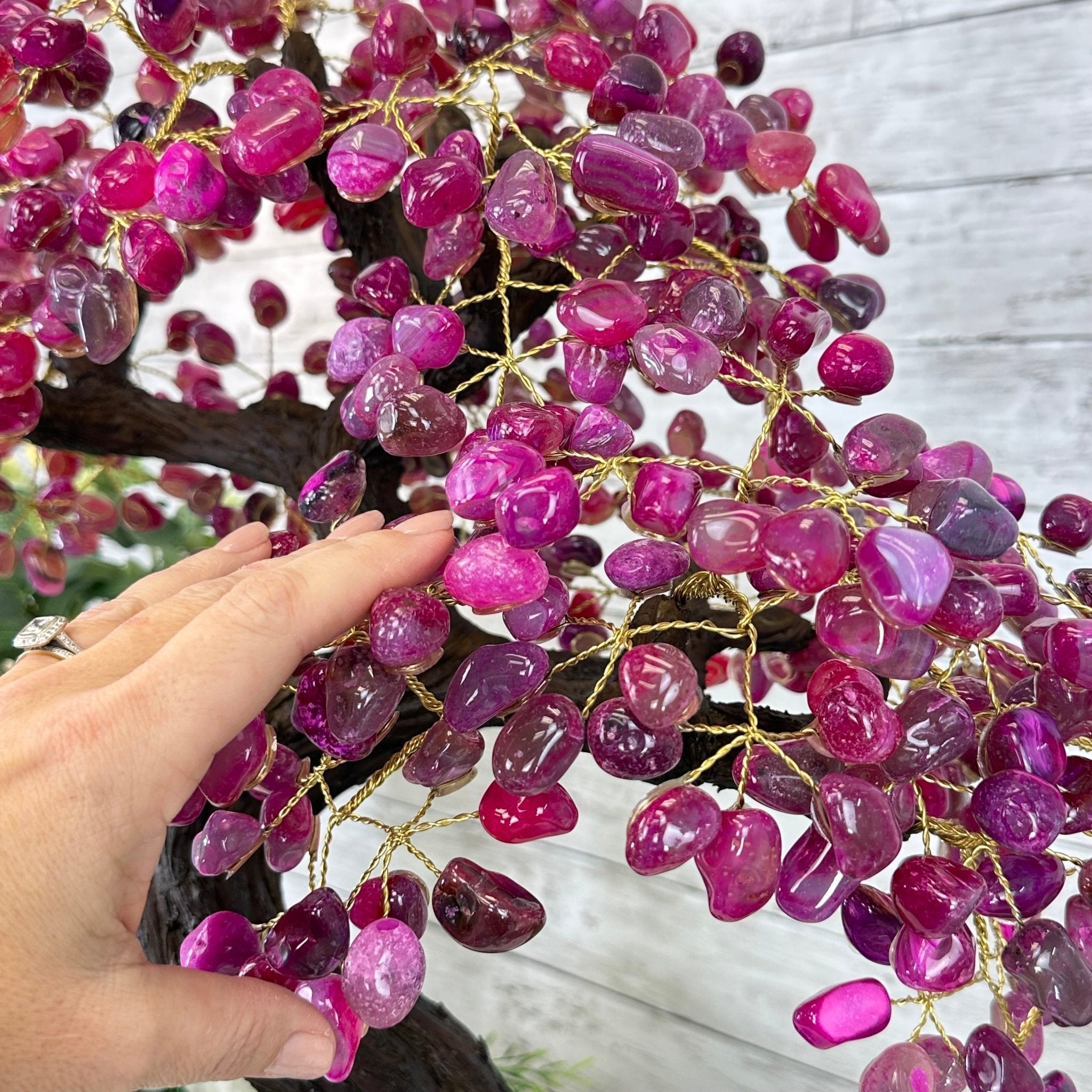 22" Tall Pink Agate Gemstone Tree w/ Amethyst base, 540 gems #5406PA-008 - Brazil GemsBrazil Gems22" Tall Pink Agate Gemstone Tree w/ Amethyst base, 540 gems #5406PA-008Gemstone Trees5406PA-008