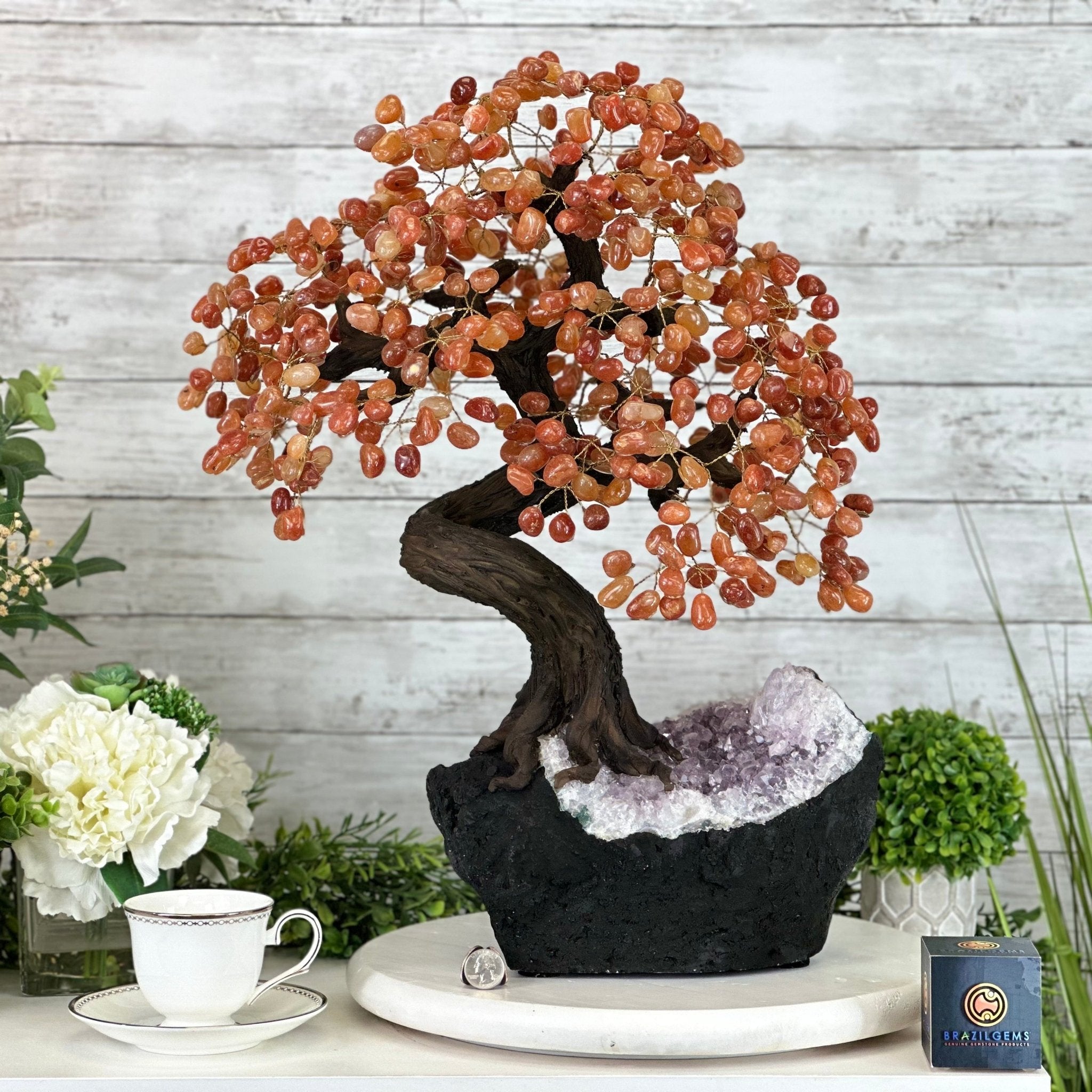 23" Tall Carnelian Gemstone Tree on an Amethyst base, 540 gems #5406CA-006 - Brazil GemsBrazil Gems23" Tall Carnelian Gemstone Tree on an Amethyst base, 540 gems #5406CA-006Gemstone Trees5406CA-006