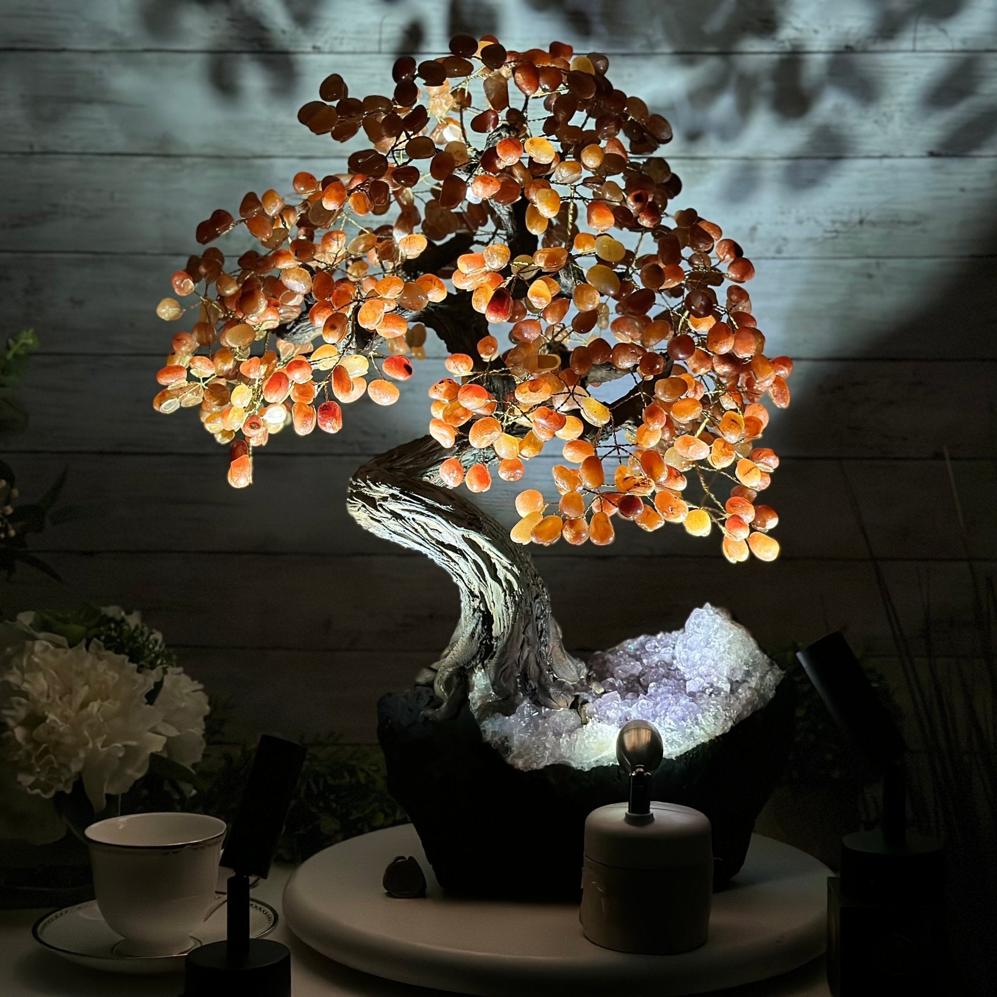 23" Tall Carnelian Gemstone Tree on an Amethyst base, 540 gems #5406CA-006 - Brazil GemsBrazil Gems23" Tall Carnelian Gemstone Tree on an Amethyst base, 540 gems #5406CA-006Gemstone Trees5406CA-006