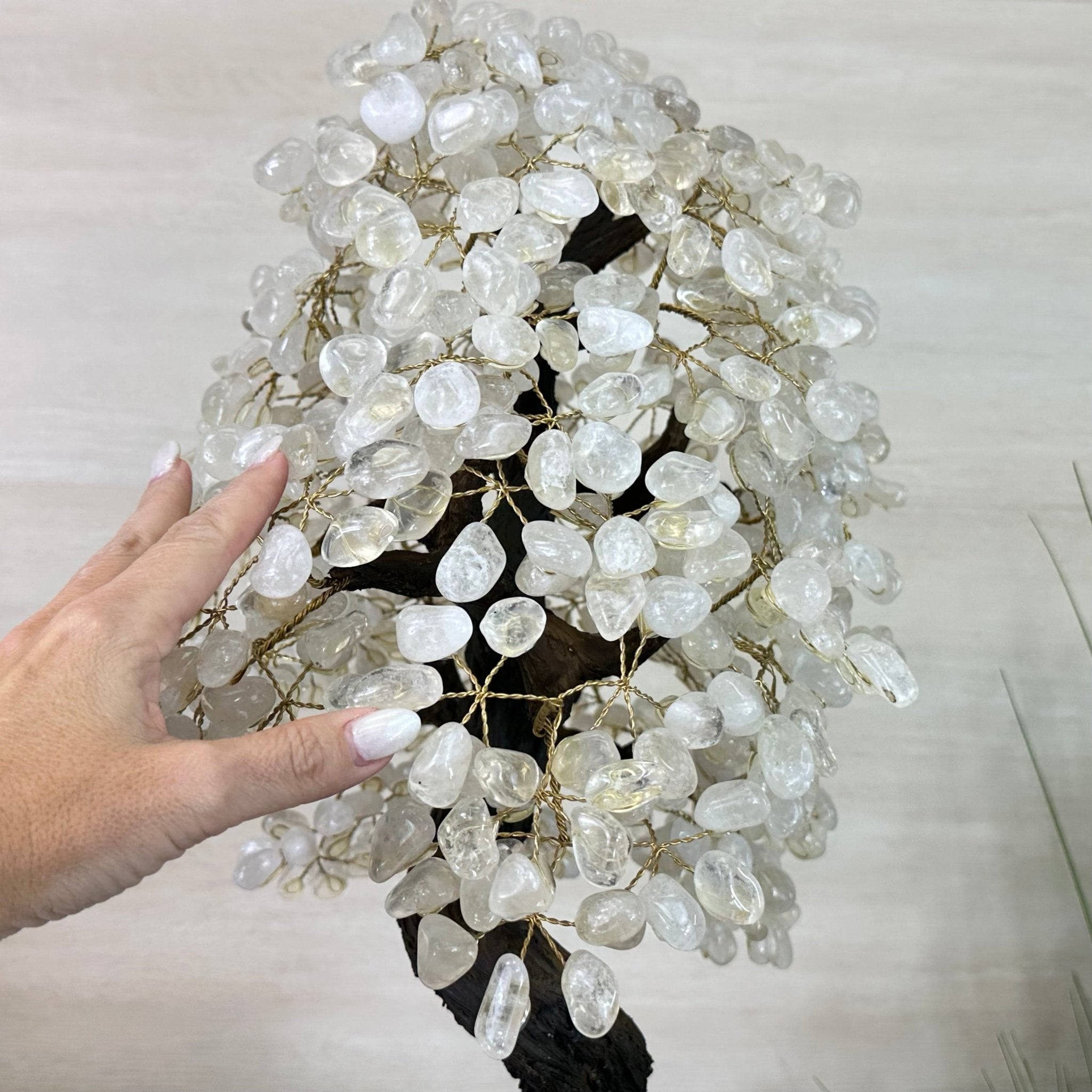 25" Tall Large Clear Quartz Gemstone Tree on an Amethyst Base, 720 gems #5407CQ - 009 - Brazil GemsBrazil Gems25" Tall Large Clear Quartz Gemstone Tree on an Amethyst Base, 720 gems #5407CQ - 009Gemstone Trees5407CQ - 009