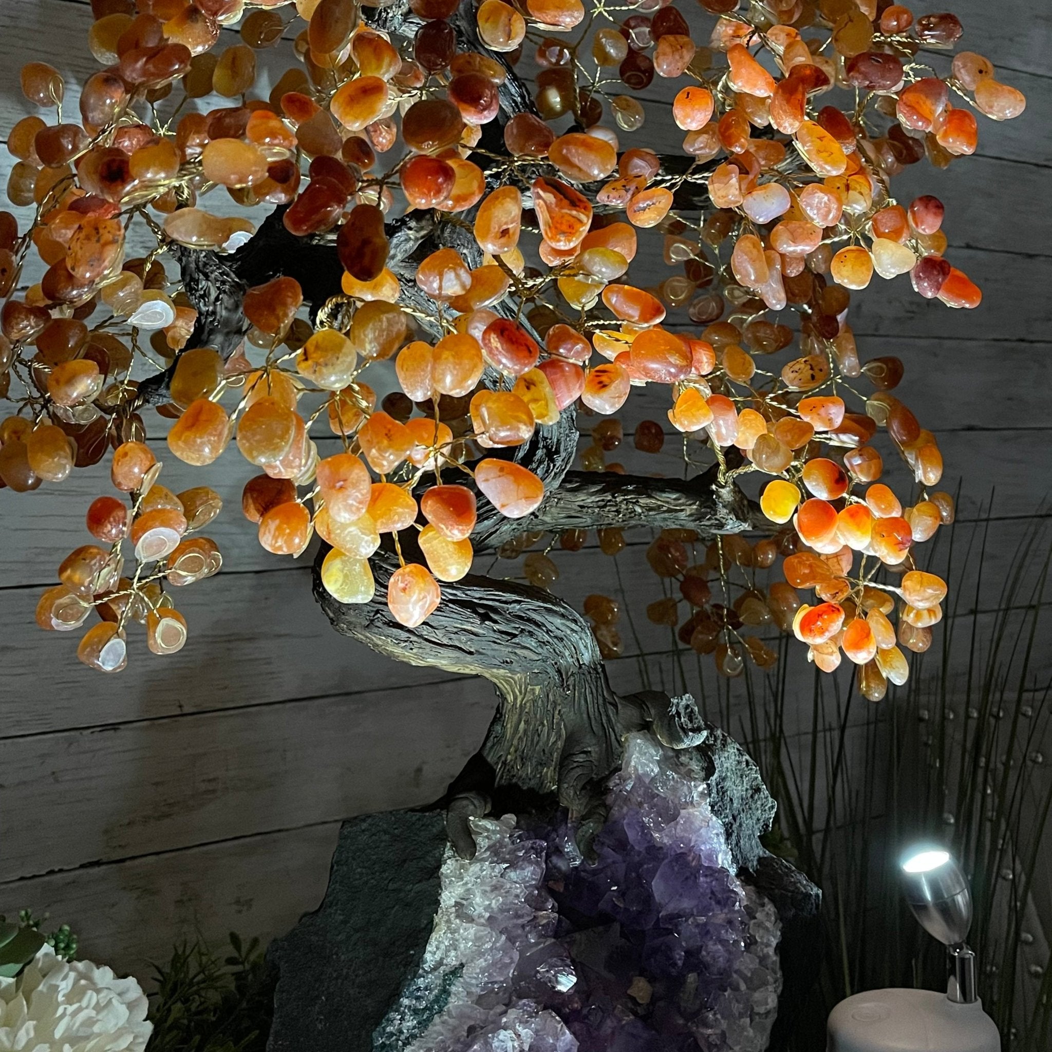 25" Tall Large Handmade Carnelian Gemstone Tree on an Amethyst Base, 720 gems #5407CA-003 by Brazil Gems - Brazil GemsBrazil Gems25" Tall Large Handmade Carnelian Gemstone Tree on an Amethyst Base, 720 gems #5407CA-003 by Brazil GemsGemstone Trees5407CA-003