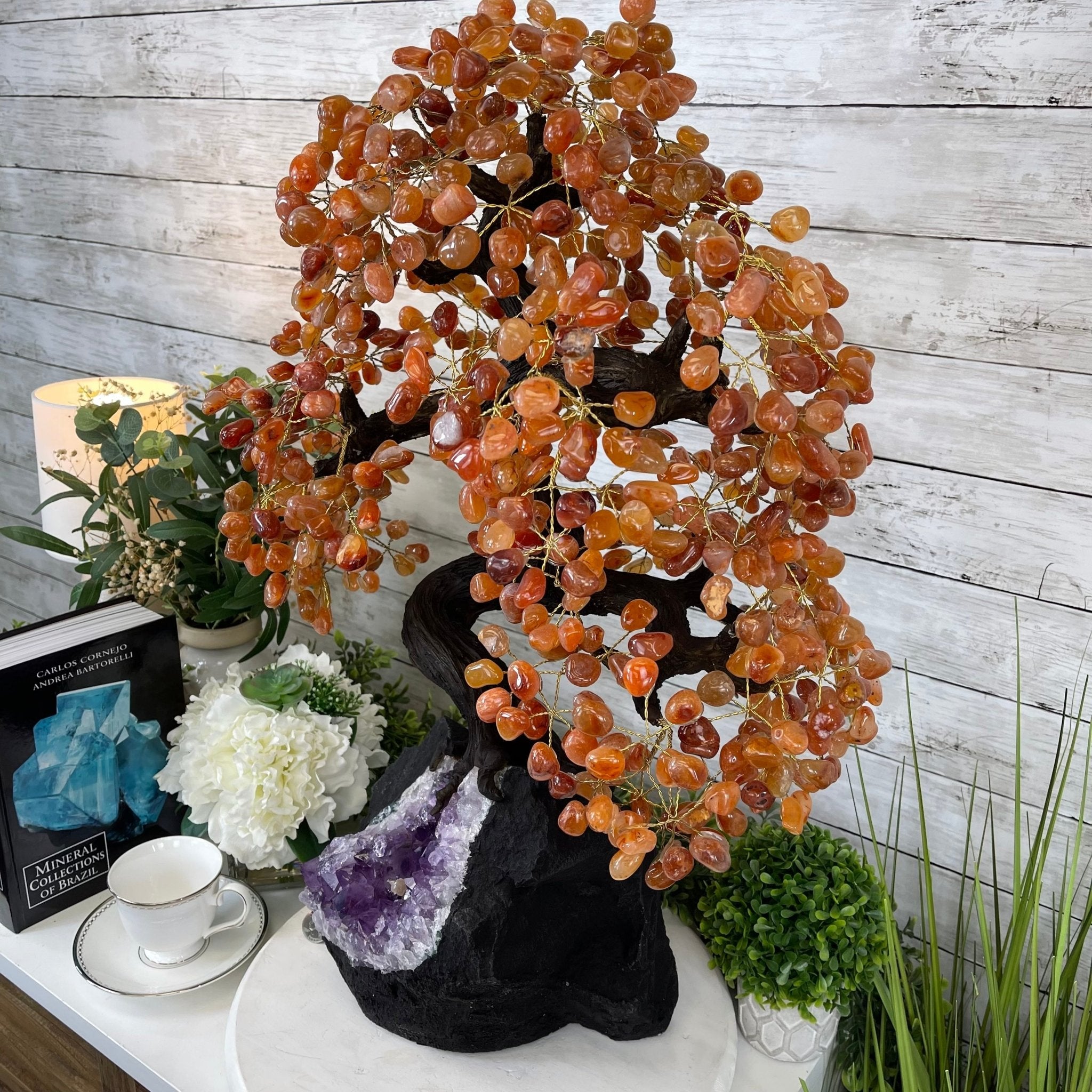 25" Tall Large Handmade Carnelian Gemstone Tree on an Amethyst Base, 720 gems #5407CA-003 by Brazil Gems - Brazil GemsBrazil Gems25" Tall Large Handmade Carnelian Gemstone Tree on an Amethyst Base, 720 gems #5407CA-003 by Brazil GemsGemstone Trees5407CA-003