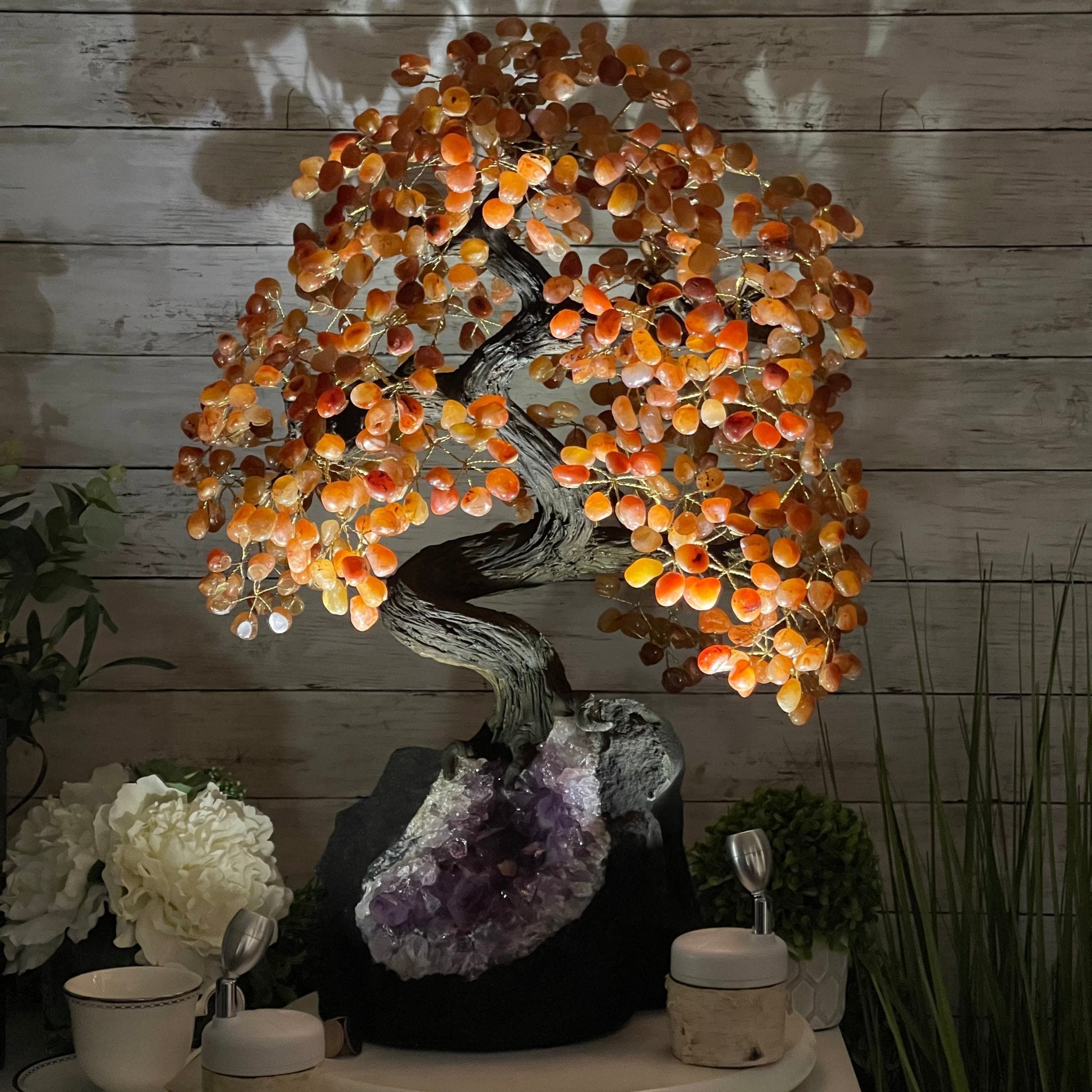 25" Tall Large Handmade Carnelian Gemstone Tree on an Amethyst Base, 720 gems #5407CA-003 by Brazil Gems - Brazil GemsBrazil Gems25" Tall Large Handmade Carnelian Gemstone Tree on an Amethyst Base, 720 gems #5407CA-003 by Brazil GemsGemstone Trees5407CA-003