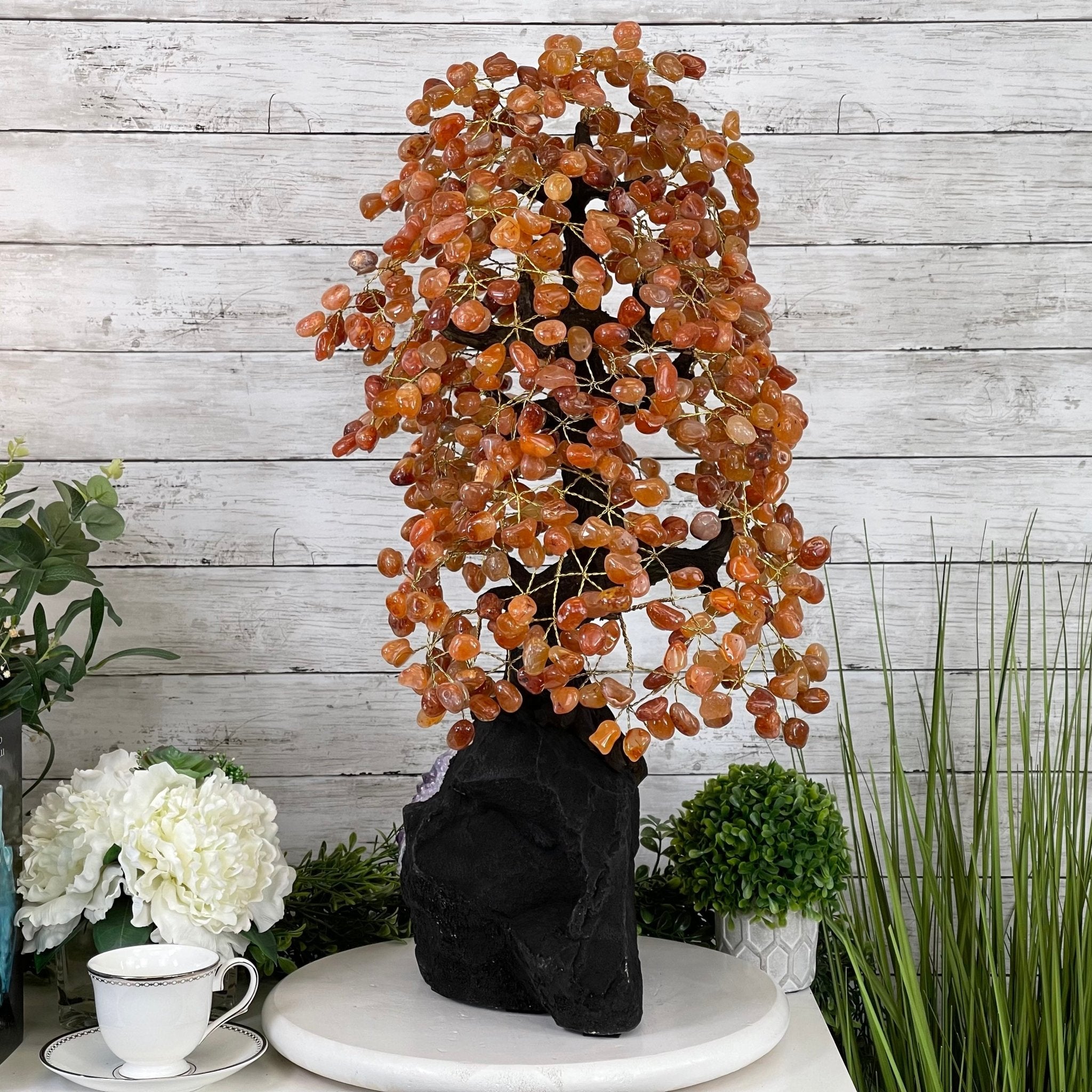 25" Tall Large Handmade Carnelian Gemstone Tree on an Amethyst Base, 720 gems #5407CA-003 by Brazil Gems - Brazil GemsBrazil Gems25" Tall Large Handmade Carnelian Gemstone Tree on an Amethyst Base, 720 gems #5407CA-003 by Brazil GemsGemstone Trees5407CA-003