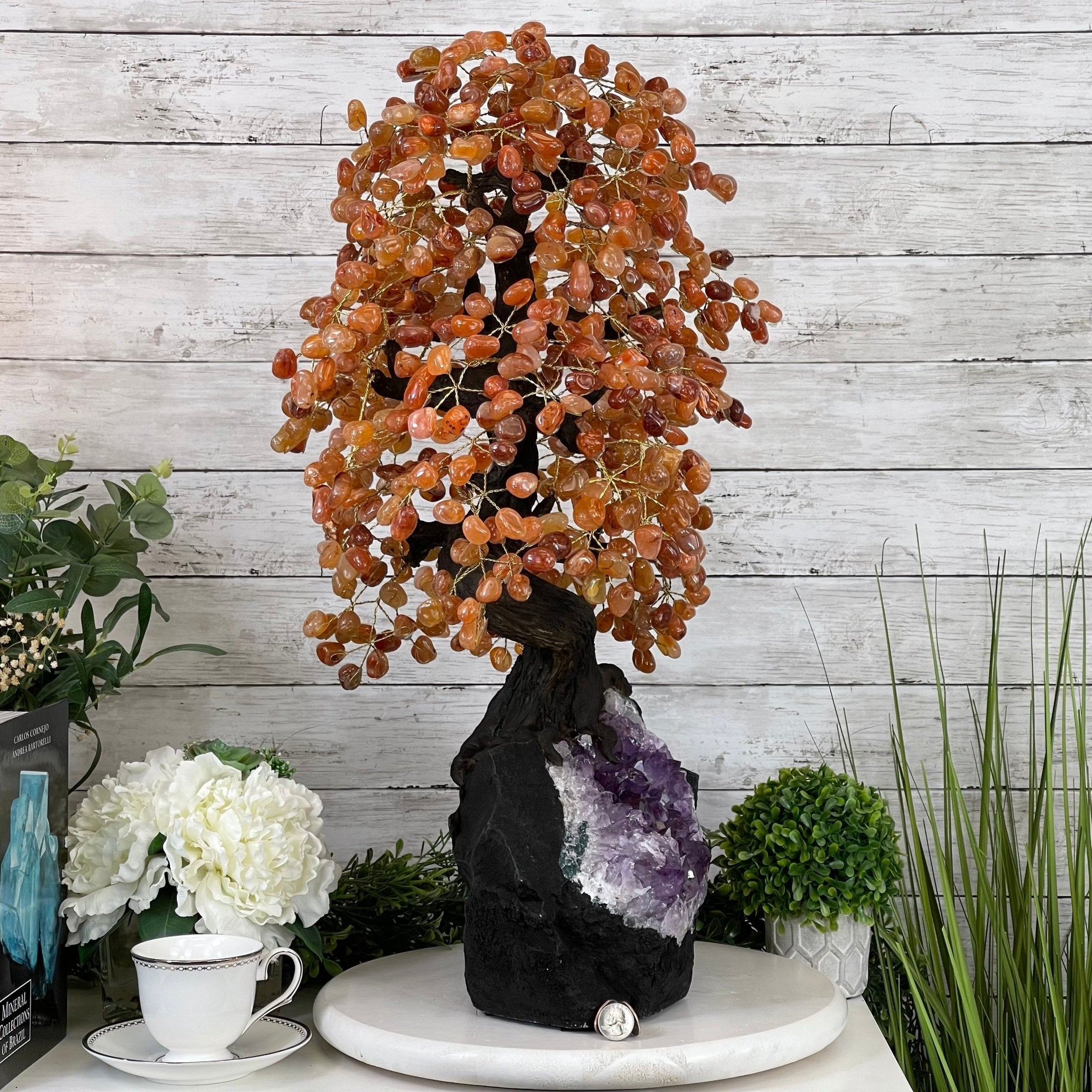 25" Tall Large Handmade Carnelian Gemstone Tree on an Amethyst Base, 720 gems #5407CA-003 by Brazil Gems - Brazil GemsBrazil Gems25" Tall Large Handmade Carnelian Gemstone Tree on an Amethyst Base, 720 gems #5407CA-003 by Brazil GemsGemstone Trees5407CA-003