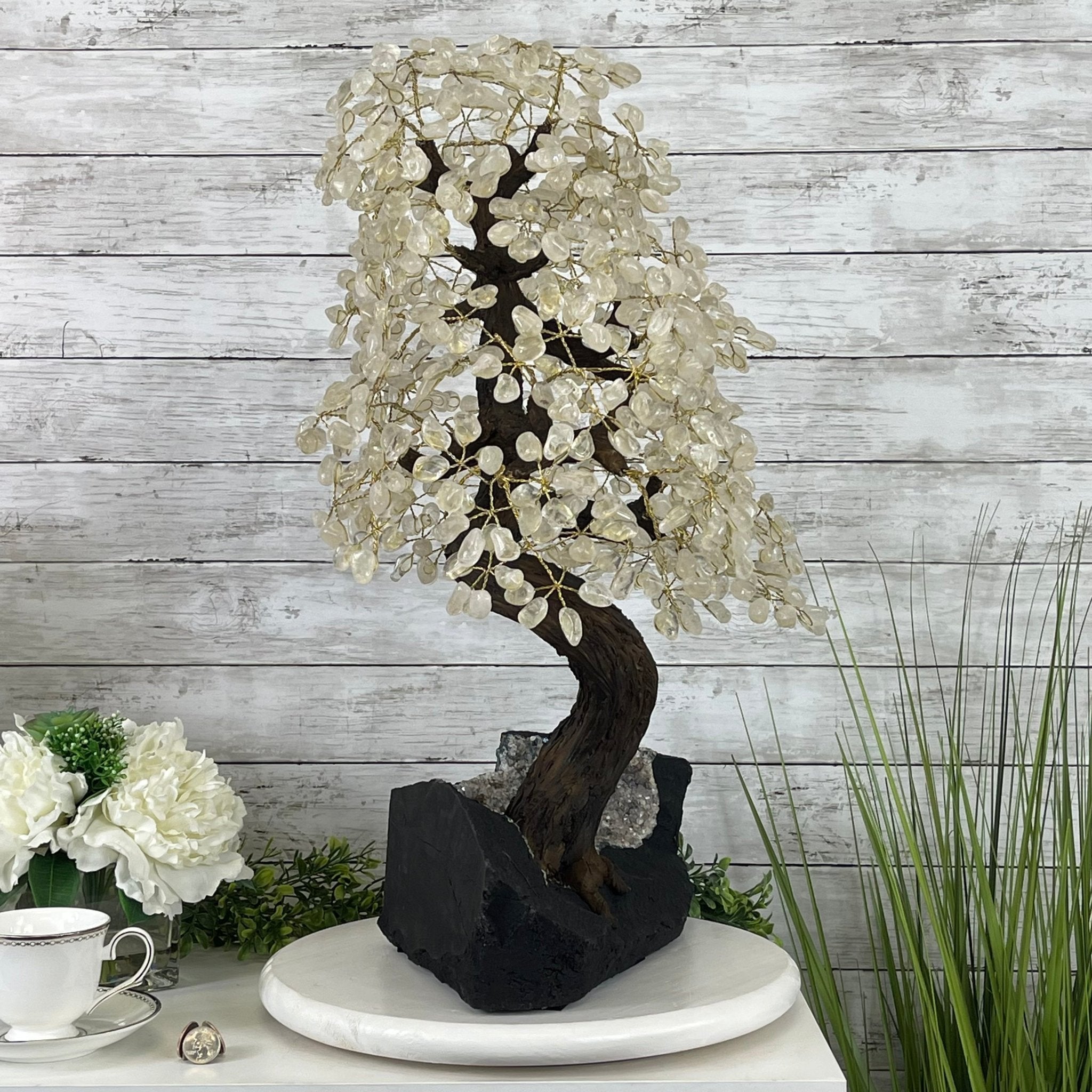 25" Tall Large Handmade Clear Quartz Gemstone Tree on an Amethyst Base, 720 gems #5407CQ-006 by Brazil Gems - Brazil GemsBrazil Gems25" Tall Large Handmade Clear Quartz Gemstone Tree on an Amethyst Base, 720 gems #5407CQ-006 by Brazil GemsGemstone Trees5407CQ-006