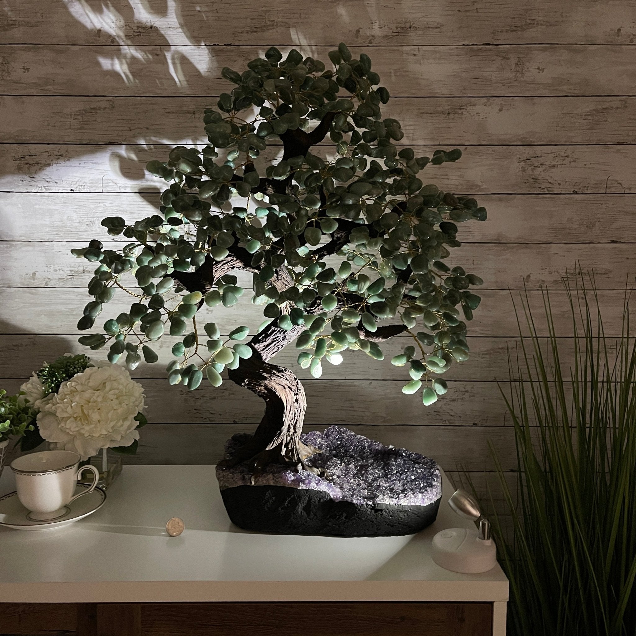 25" Tall Large Handmade Green Quartz Gemstone Tree on an Amethyst Base, 720 gems #5407GQ-007 by Brazil Gems - Brazil GemsBrazil Gems25" Tall Large Handmade Green Quartz Gemstone Tree on an Amethyst Base, 720 gems #5407GQ-007 by Brazil GemsGemstone Trees5407GQ-007