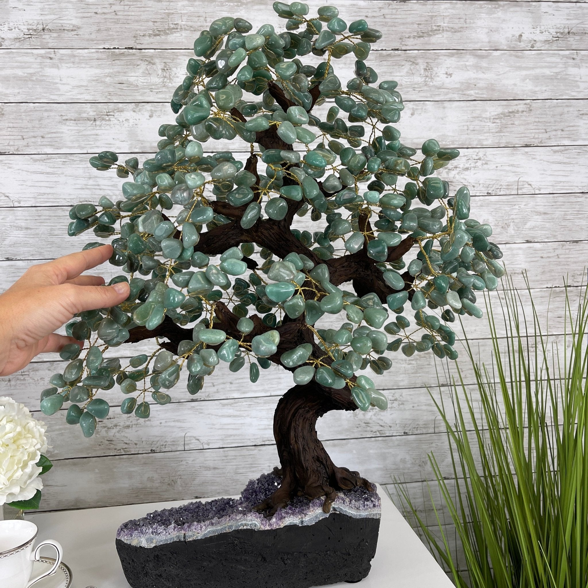 25" Tall Large Handmade Green Quartz Gemstone Tree on an Amethyst Base, 720 gems #5407GQ-007 by Brazil Gems - Brazil GemsBrazil Gems25" Tall Large Handmade Green Quartz Gemstone Tree on an Amethyst Base, 720 gems #5407GQ-007 by Brazil GemsGemstone Trees5407GQ-007