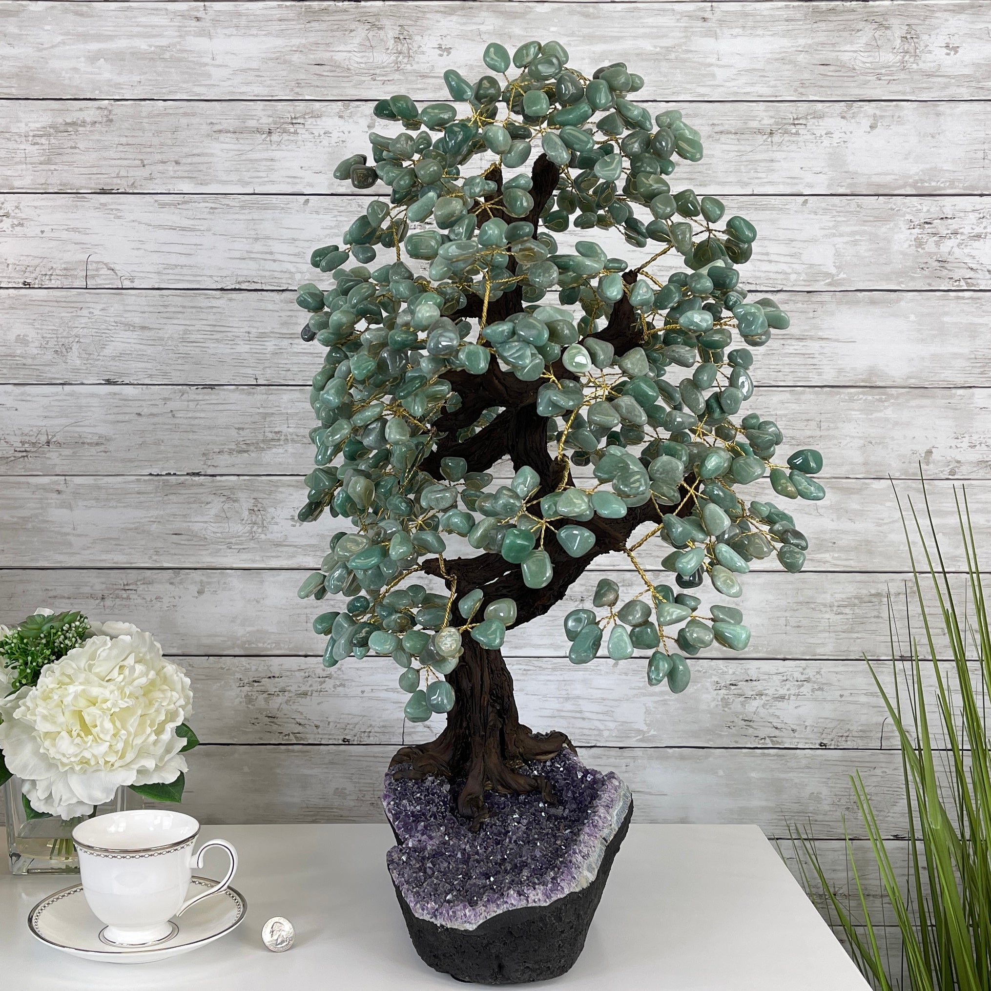 25" Tall Large Handmade Green Quartz Gemstone Tree on an Amethyst Base, 720 gems #5407GQ-007 by Brazil Gems - Brazil GemsBrazil Gems25" Tall Large Handmade Green Quartz Gemstone Tree on an Amethyst Base, 720 gems #5407GQ-007 by Brazil GemsGemstone Trees5407GQ-007