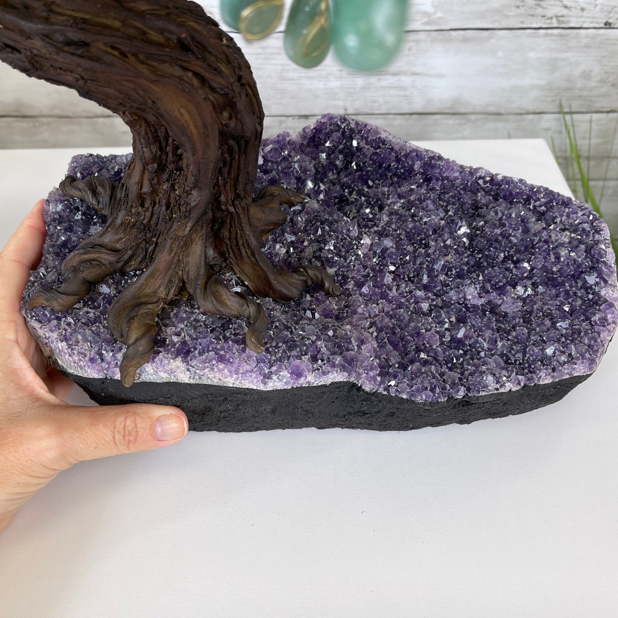 25" Tall Large Handmade Green Quartz Gemstone Tree on an Amethyst Base, 720 gems #5407GQ-007 by Brazil Gems - Brazil GemsBrazil Gems25" Tall Large Handmade Green Quartz Gemstone Tree on an Amethyst Base, 720 gems #5407GQ-007 by Brazil GemsGemstone Trees5407GQ-007