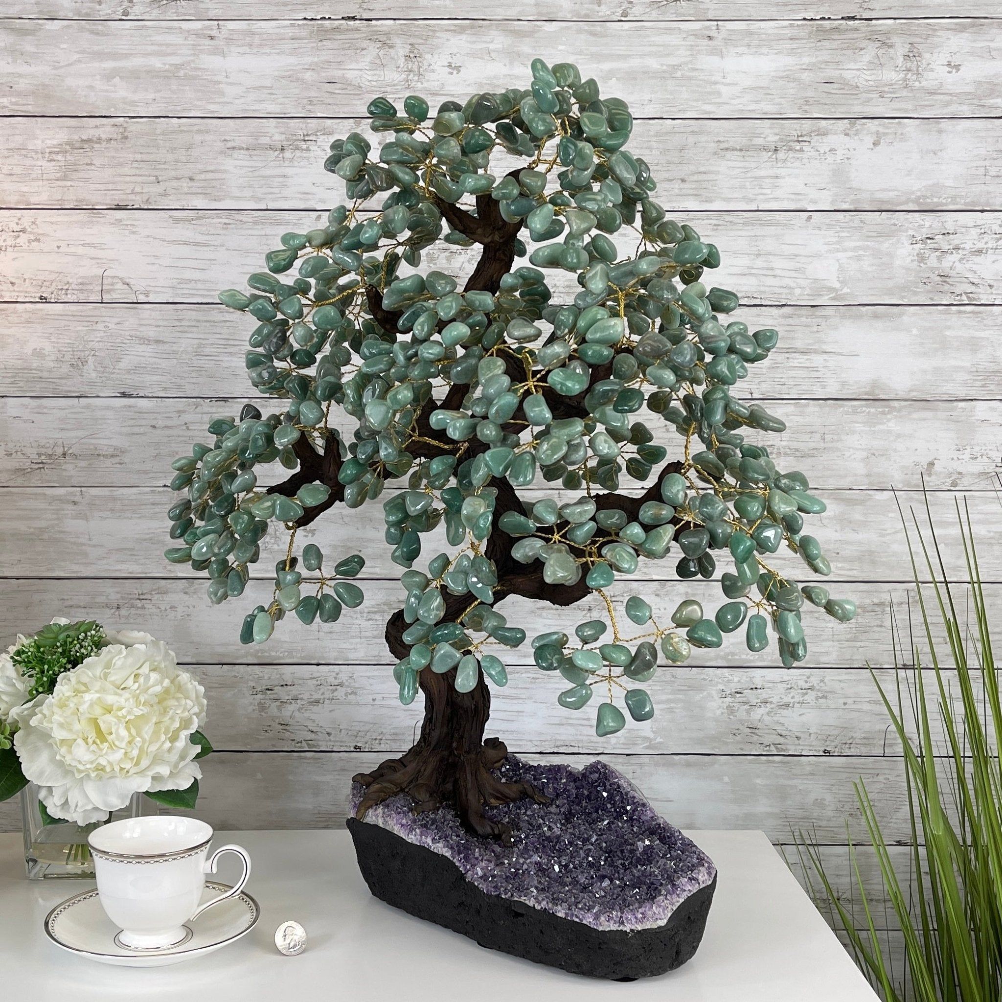 25" Tall Large Handmade Green Quartz Gemstone Tree on an Amethyst Base, 720 gems #5407GQ-007 by Brazil Gems - Brazil GemsBrazil Gems25" Tall Large Handmade Green Quartz Gemstone Tree on an Amethyst Base, 720 gems #5407GQ-007 by Brazil GemsGemstone Trees5407GQ-007