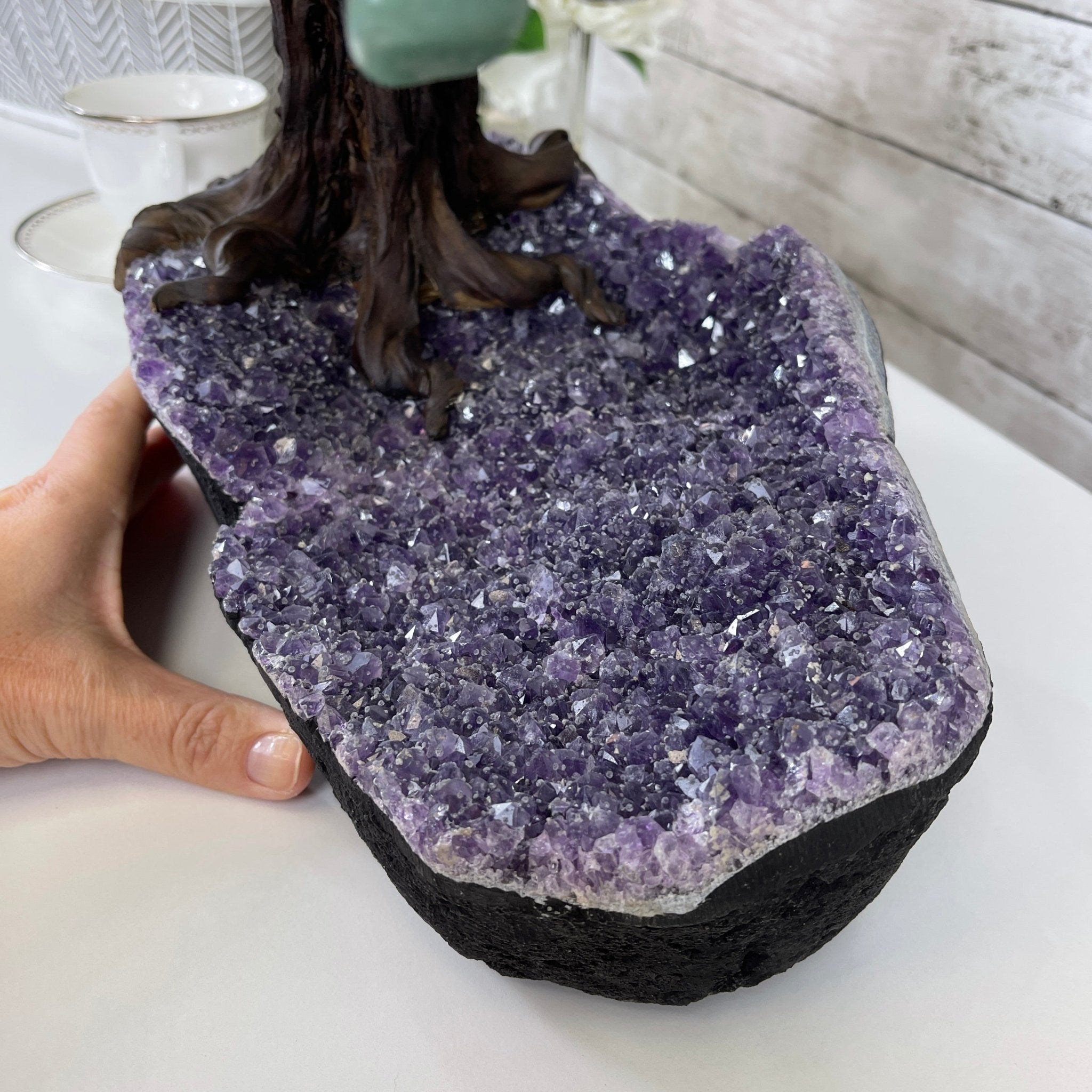 25" Tall Large Handmade Green Quartz Gemstone Tree on an Amethyst Base, 720 gems #5407GQ-007 by Brazil Gems - Brazil GemsBrazil Gems25" Tall Large Handmade Green Quartz Gemstone Tree on an Amethyst Base, 720 gems #5407GQ-007 by Brazil GemsGemstone Trees5407GQ-007