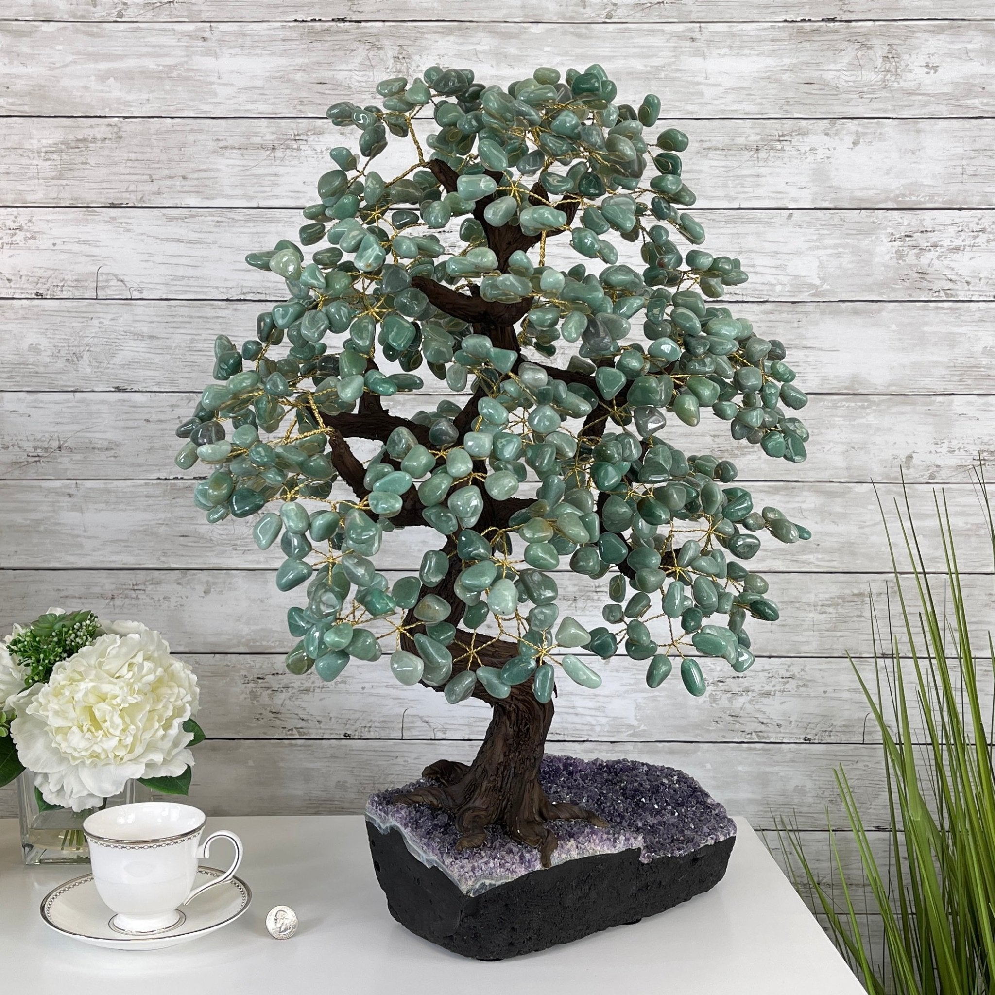 25" Tall Large Handmade Green Quartz Gemstone Tree on an Amethyst Base, 720 gems #5407GQ-007 by Brazil Gems - Brazil GemsBrazil Gems25" Tall Large Handmade Green Quartz Gemstone Tree on an Amethyst Base, 720 gems #5407GQ-007 by Brazil GemsGemstone Trees5407GQ-007