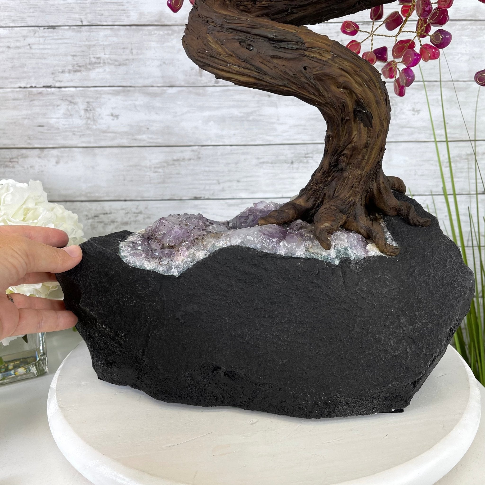 25" Tall Large Handmade Pink Agate Gemstone Tree on an Amethyst Base, 720 gems #5407PA-004 by Brazil Gems - Brazil GemsBrazil Gems25" Tall Large Handmade Pink Agate Gemstone Tree on an Amethyst Base, 720 gems #5407PA-004 by Brazil GemsGemstone Trees5407PA-004
