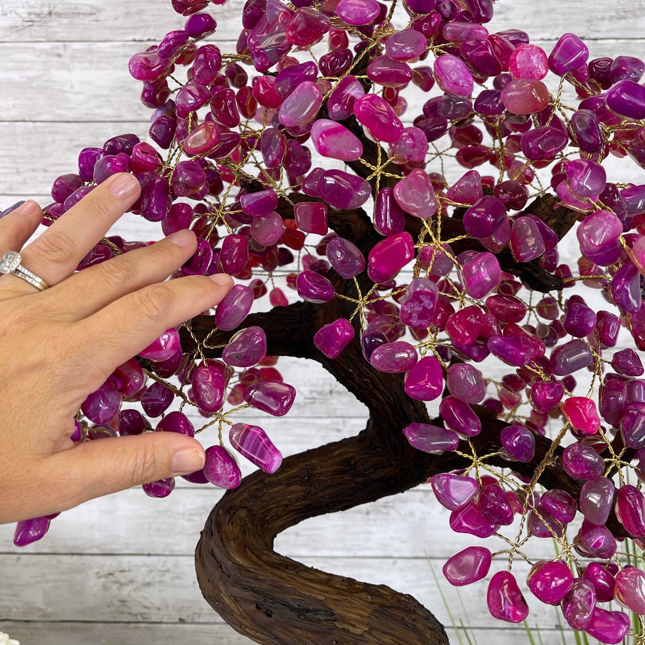 25" Tall Large Handmade Pink Agate Gemstone Tree on an Amethyst Base, 720 gems #5407PA-004 by Brazil Gems - Brazil GemsBrazil Gems25" Tall Large Handmade Pink Agate Gemstone Tree on an Amethyst Base, 720 gems #5407PA-004 by Brazil GemsGemstone Trees5407PA-004