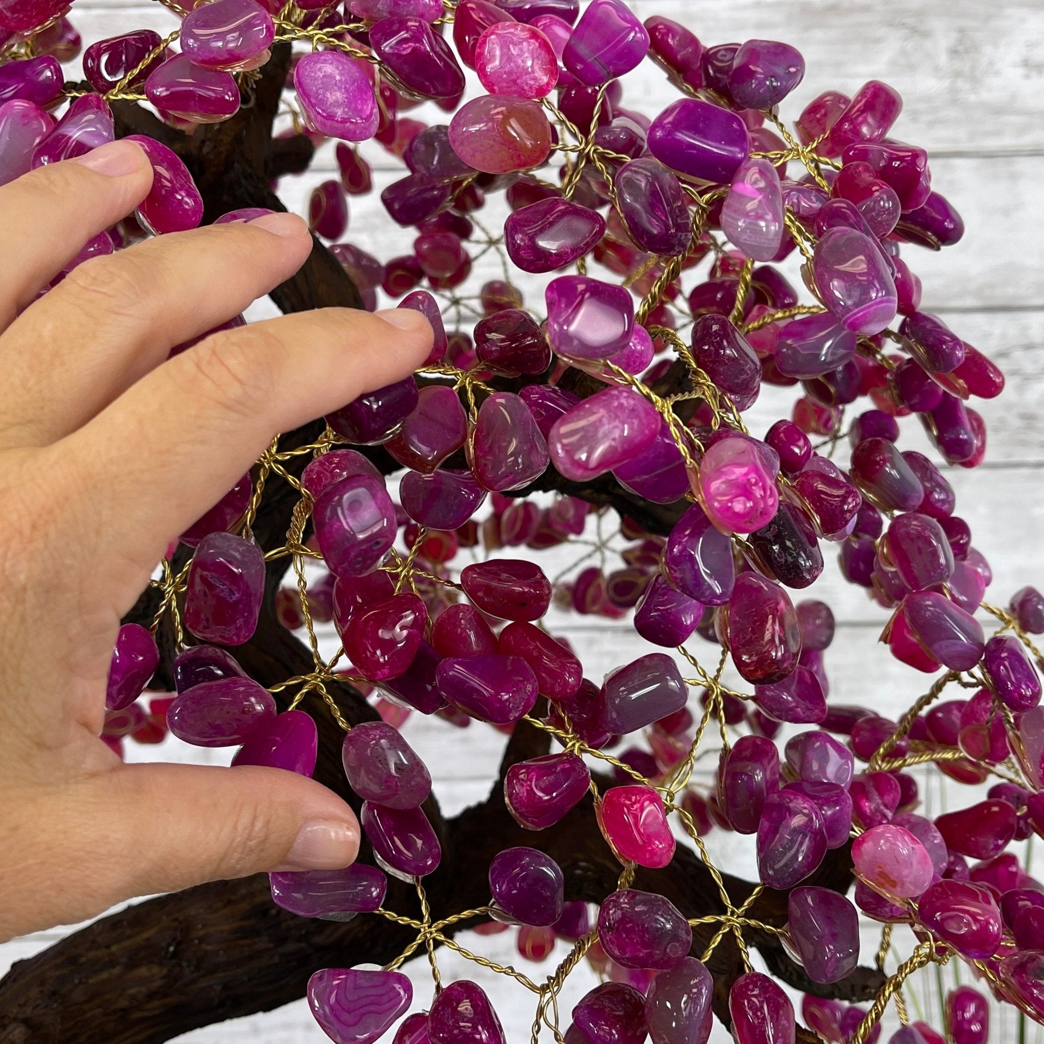 25" Tall Large Handmade Pink Agate Gemstone Tree on an Amethyst Base, 720 gems #5407PA-004 by Brazil Gems - Brazil GemsBrazil Gems25" Tall Large Handmade Pink Agate Gemstone Tree on an Amethyst Base, 720 gems #5407PA-004 by Brazil GemsGemstone Trees5407PA-004