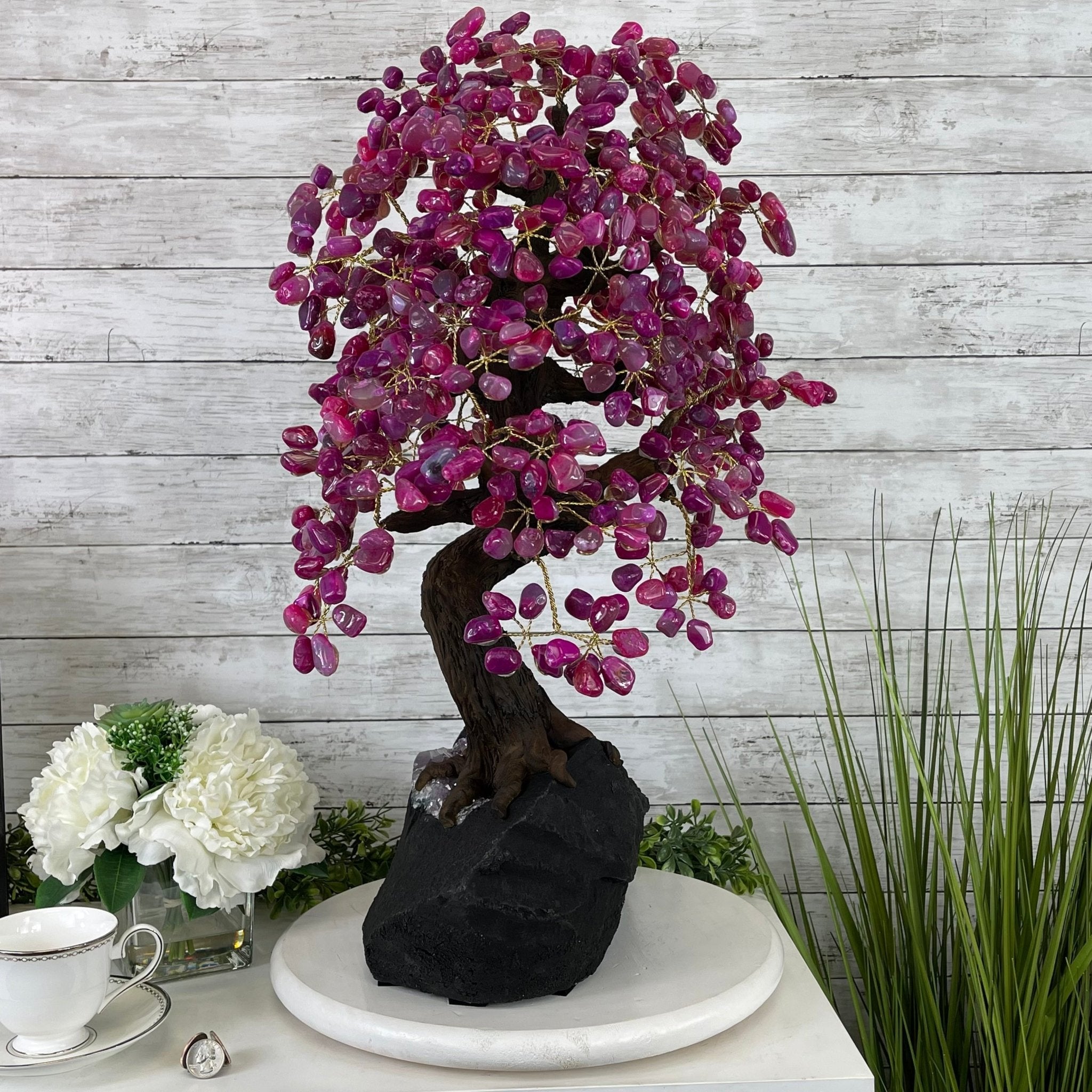 25" Tall Large Handmade Pink Agate Gemstone Tree on an Amethyst Base, 720 gems #5407PA-004 by Brazil Gems - Brazil GemsBrazil Gems25" Tall Large Handmade Pink Agate Gemstone Tree on an Amethyst Base, 720 gems #5407PA-004 by Brazil GemsGemstone Trees5407PA-004