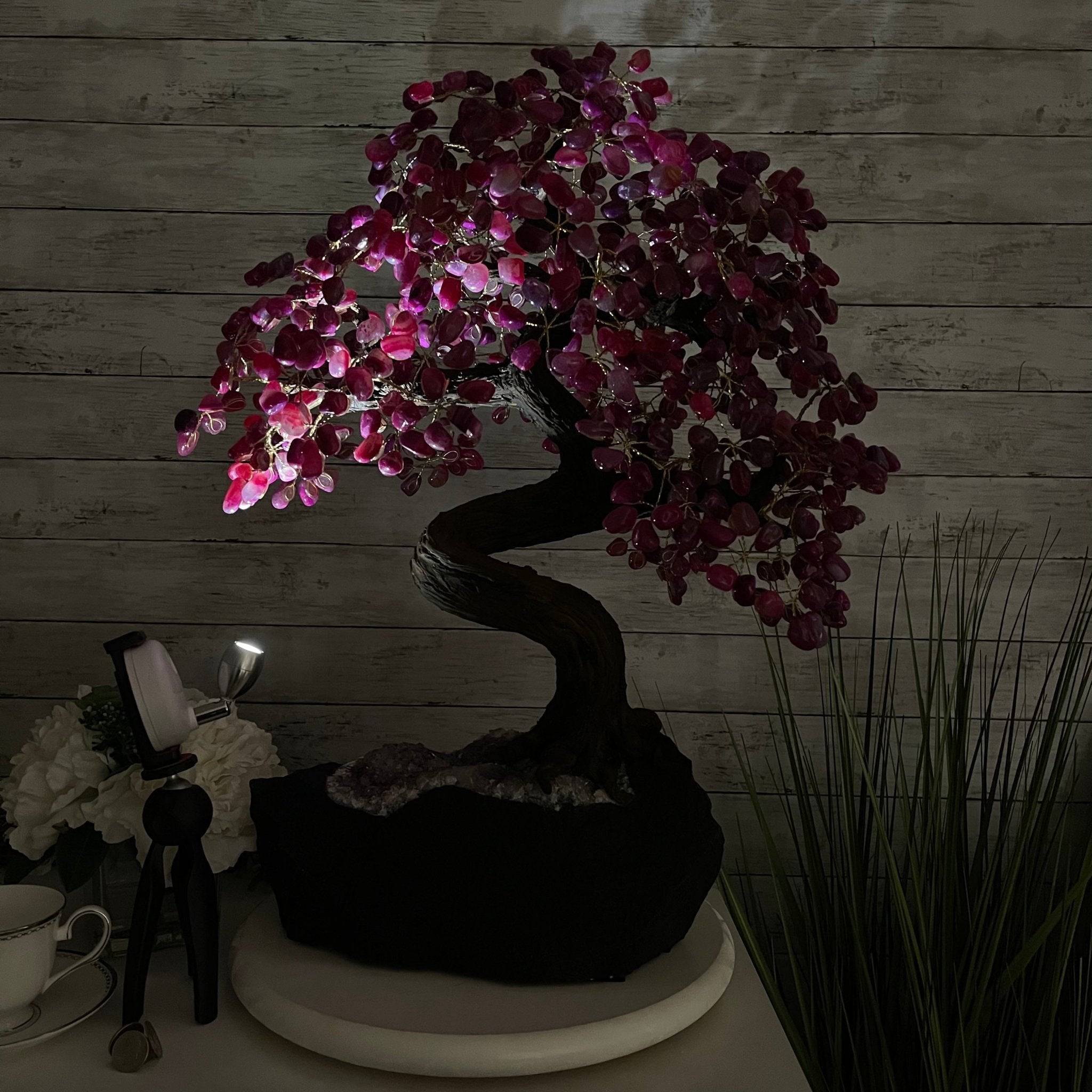 25" Tall Large Handmade Pink Agate Gemstone Tree on an Amethyst Base, 720 gems #5407PA-004 by Brazil Gems - Brazil GemsBrazil Gems25" Tall Large Handmade Pink Agate Gemstone Tree on an Amethyst Base, 720 gems #5407PA-004 by Brazil GemsGemstone Trees5407PA-004