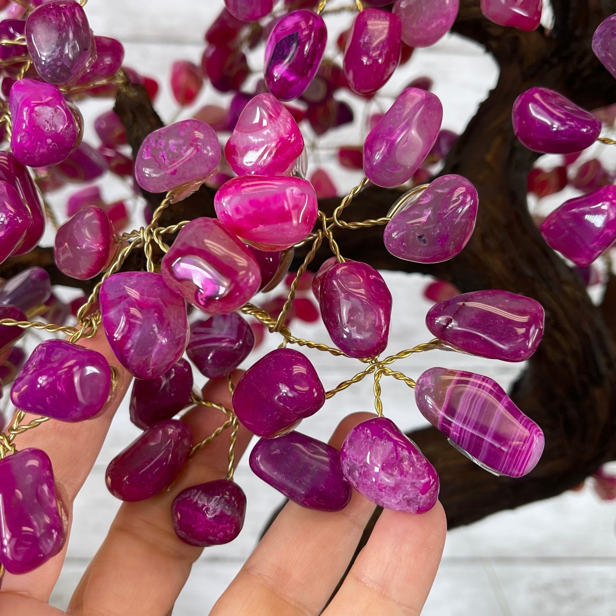25" Tall Large Handmade Pink Agate Gemstone Tree on an Amethyst Base, 720 gems #5407PA-004 by Brazil Gems - Brazil GemsBrazil Gems25" Tall Large Handmade Pink Agate Gemstone Tree on an Amethyst Base, 720 gems #5407PA-004 by Brazil GemsGemstone Trees5407PA-004