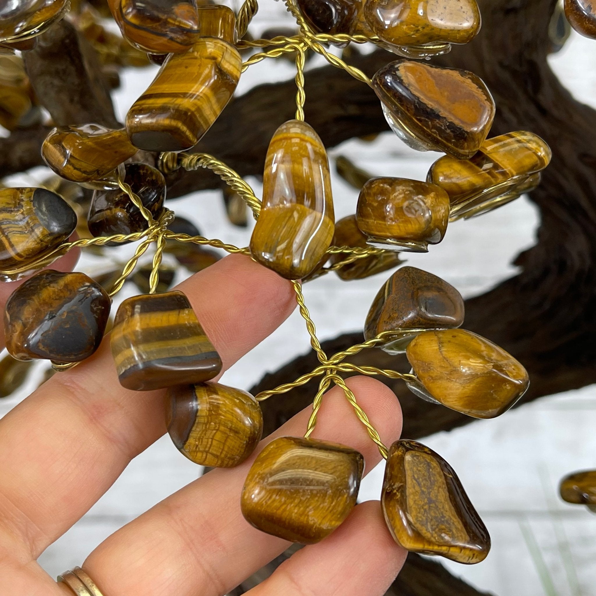 25" Tall Large Handmade Tiger's Eye Gemstone Tree on an Amethyst Base, 720 gems #5407TE-001 by Brazil Gems - Brazil GemsBrazil Gems25" Tall Large Handmade Tiger's Eye Gemstone Tree on an Amethyst Base, 720 gems #5407TE-001 by Brazil GemsGemstone Trees5407TE-001