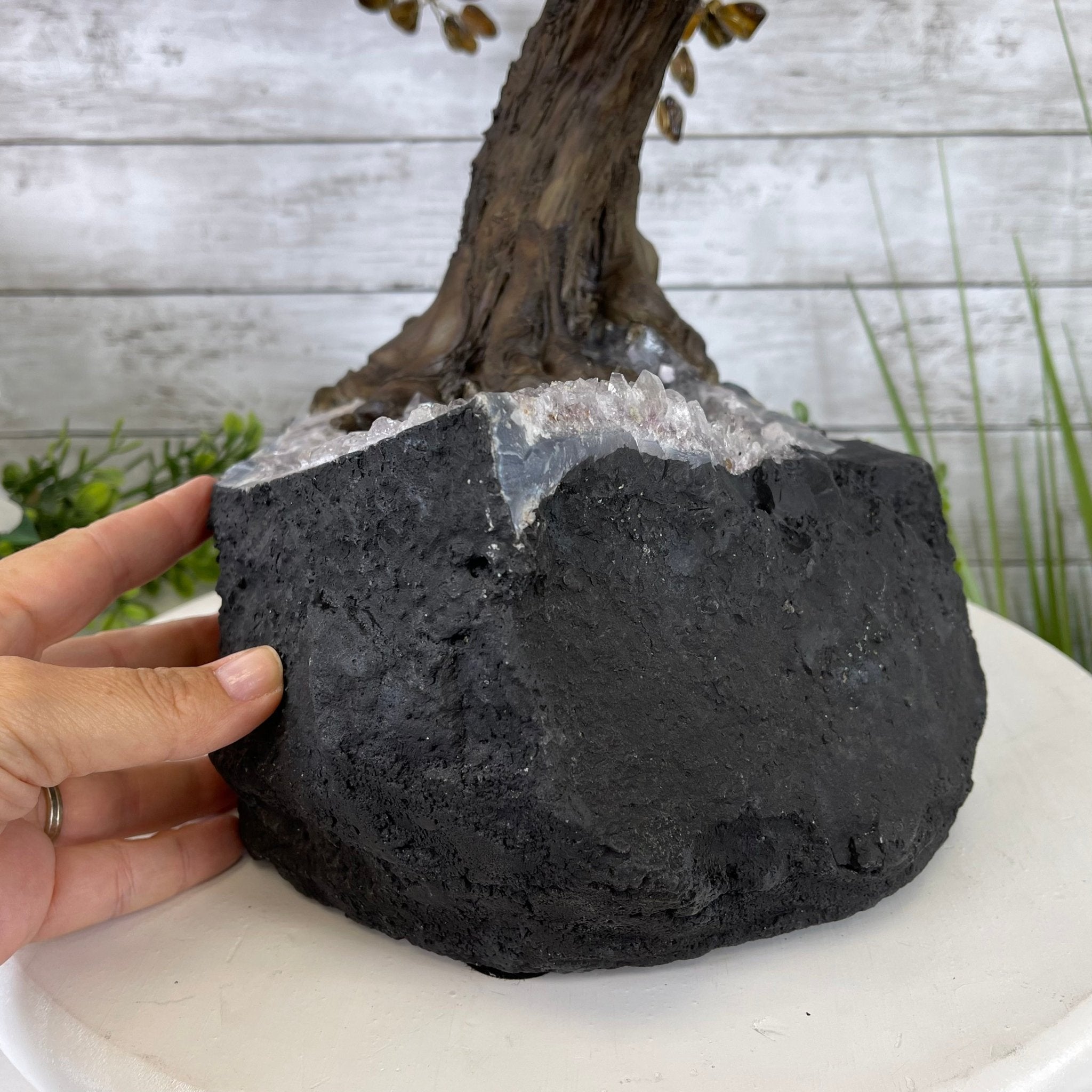 25" Tall Large Handmade Tiger's Eye Gemstone Tree on an Amethyst Base, 720 gems #5407TE-001 by Brazil Gems - Brazil GemsBrazil Gems25" Tall Large Handmade Tiger's Eye Gemstone Tree on an Amethyst Base, 720 gems #5407TE-001 by Brazil GemsGemstone Trees5407TE-001