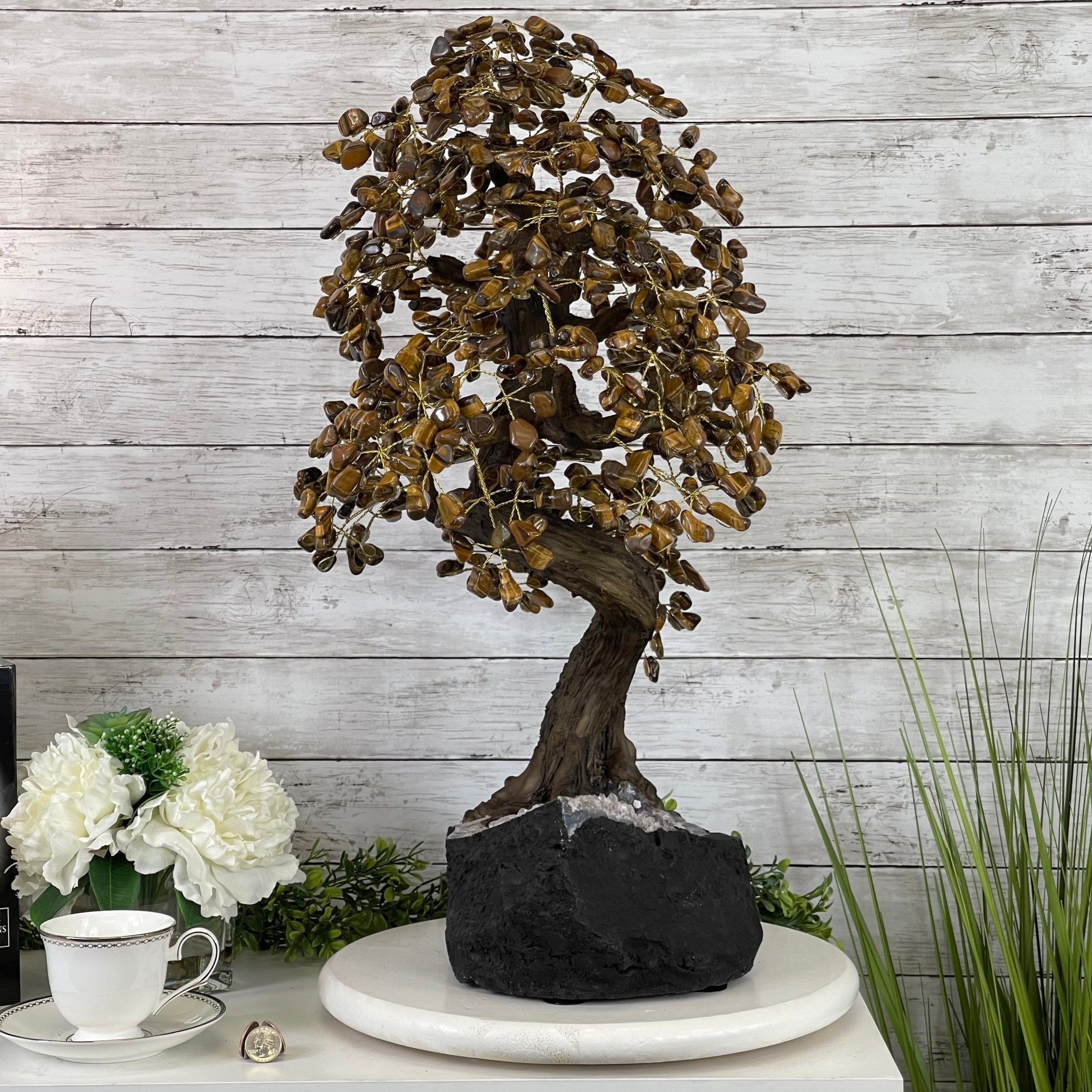 25" Tall Large Handmade Tiger's Eye Gemstone Tree on an Amethyst Base, 720 gems #5407TE-001 by Brazil Gems - Brazil GemsBrazil Gems25" Tall Large Handmade Tiger's Eye Gemstone Tree on an Amethyst Base, 720 gems #5407TE-001 by Brazil GemsGemstone Trees5407TE-001