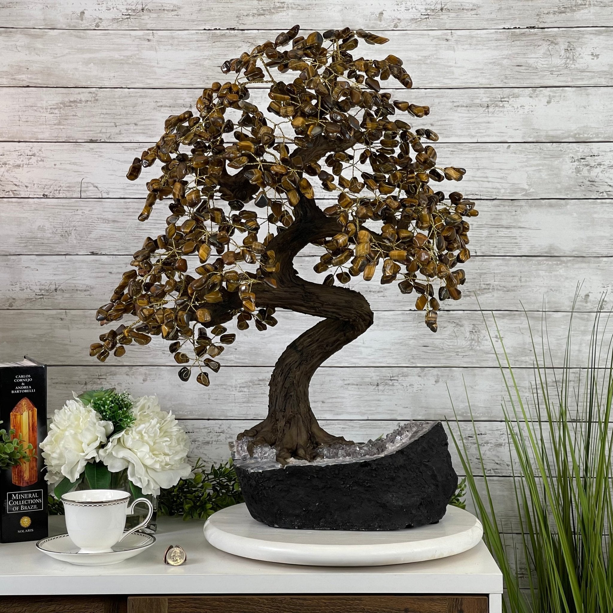 25" Tall Large Handmade Tiger's Eye Gemstone Tree on an Amethyst Base, 720 gems #5407TE-001 by Brazil Gems - Brazil GemsBrazil Gems25" Tall Large Handmade Tiger's Eye Gemstone Tree on an Amethyst Base, 720 gems #5407TE-001 by Brazil GemsGemstone Trees5407TE-001