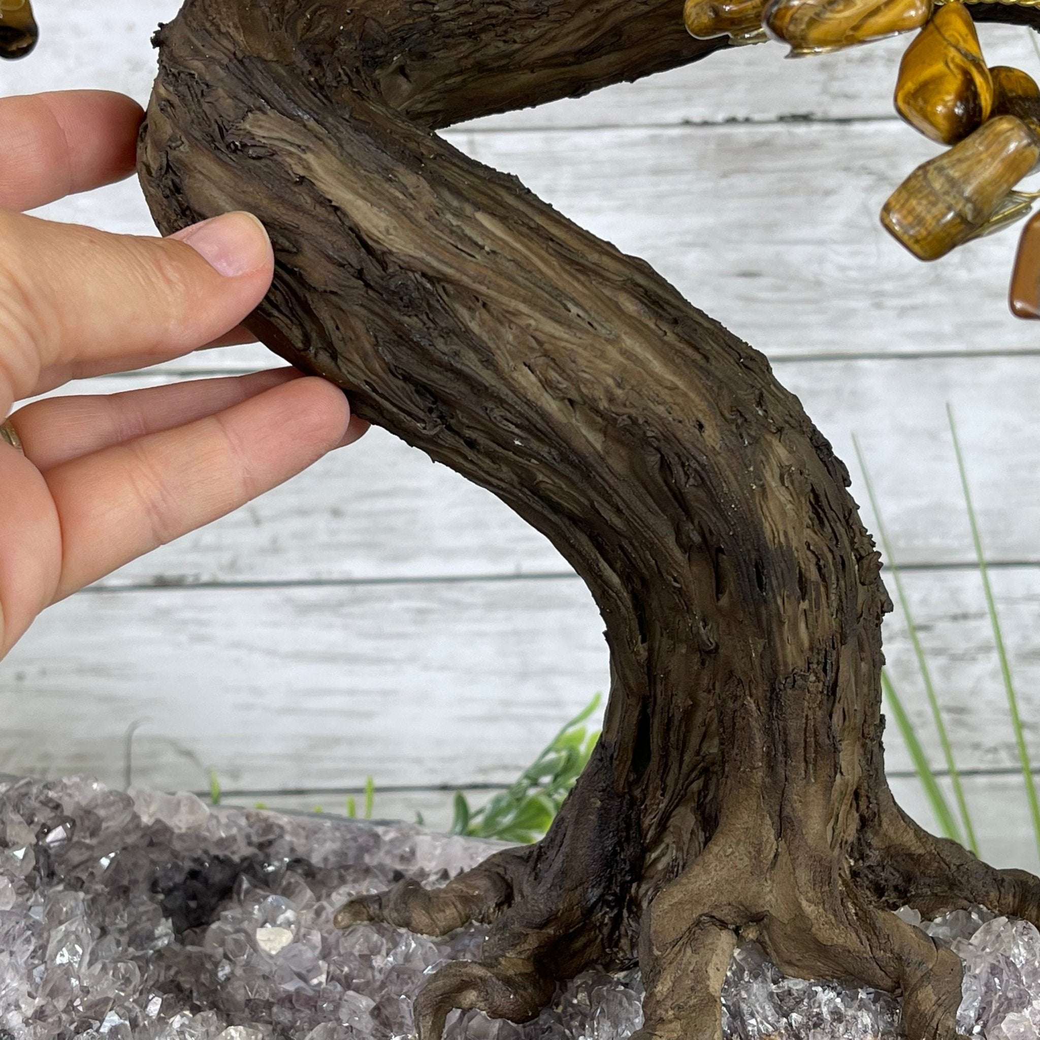 25" Tall Large Handmade Tiger's Eye Gemstone Tree on an Amethyst Base, 720 gems #5407TE-001 by Brazil Gems - Brazil GemsBrazil Gems25" Tall Large Handmade Tiger's Eye Gemstone Tree on an Amethyst Base, 720 gems #5407TE-001 by Brazil GemsGemstone Trees5407TE-001