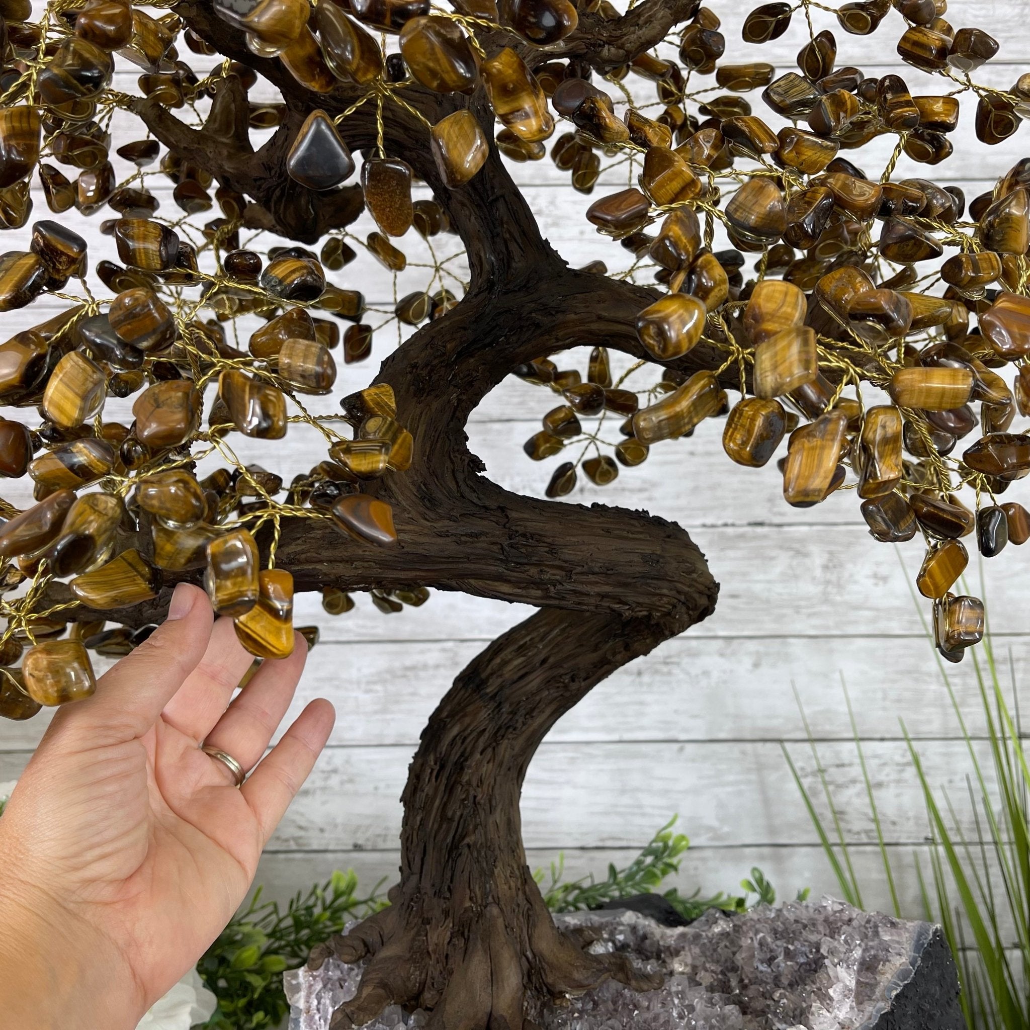 25" Tall Large Handmade Tiger's Eye Gemstone Tree on an Amethyst Base, 720 gems #5407TE-001 by Brazil Gems - Brazil GemsBrazil Gems25" Tall Large Handmade Tiger's Eye Gemstone Tree on an Amethyst Base, 720 gems #5407TE-001 by Brazil GemsGemstone Trees5407TE-001