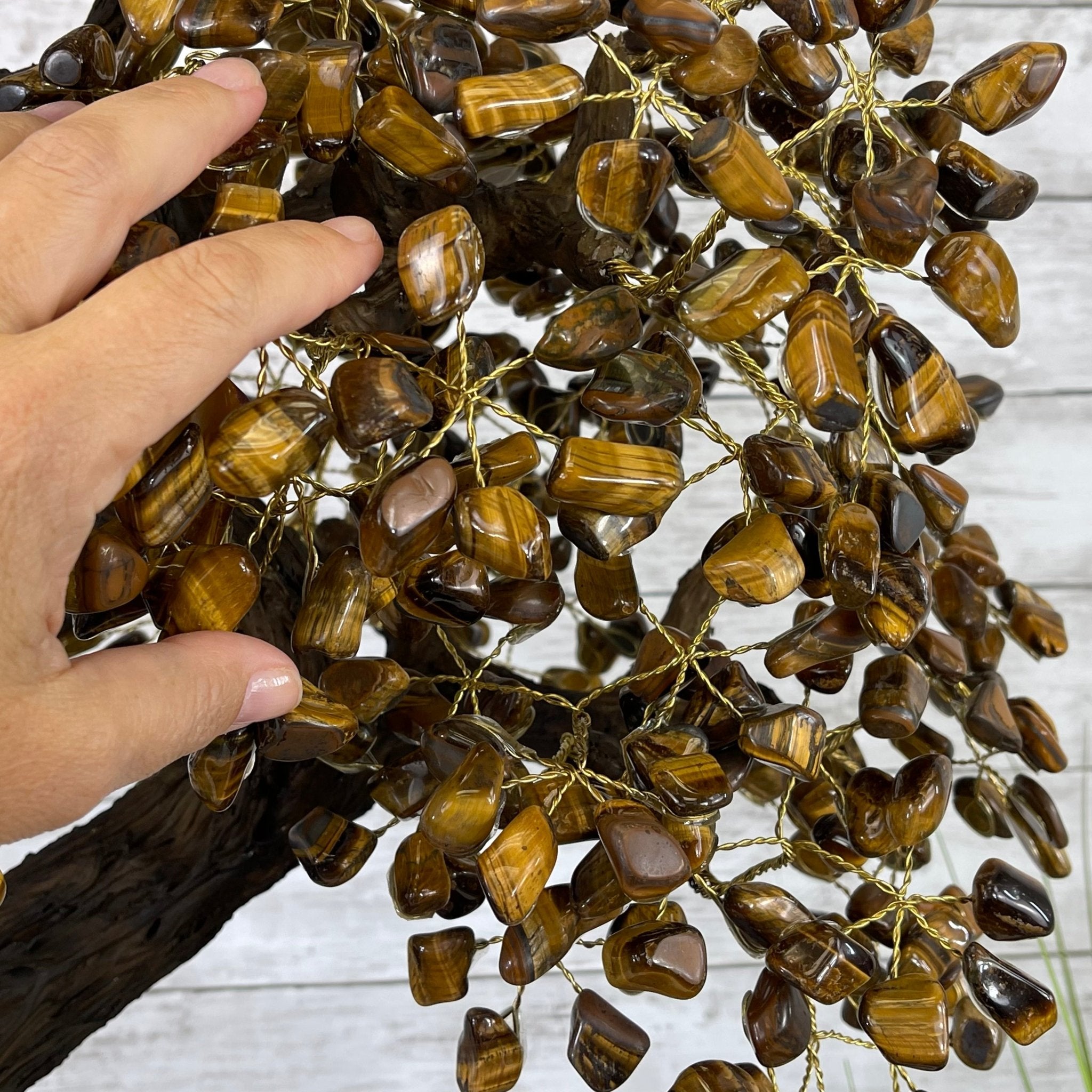 25" Tall Large Handmade Tiger's Eye Gemstone Tree on an Amethyst Base, 720 gems #5407TE-002 by Brazil Gems - Brazil GemsBrazil Gems25" Tall Large Handmade Tiger's Eye Gemstone Tree on an Amethyst Base, 720 gems #5407TE-002 by Brazil GemsGemstone Trees5407TE-002
