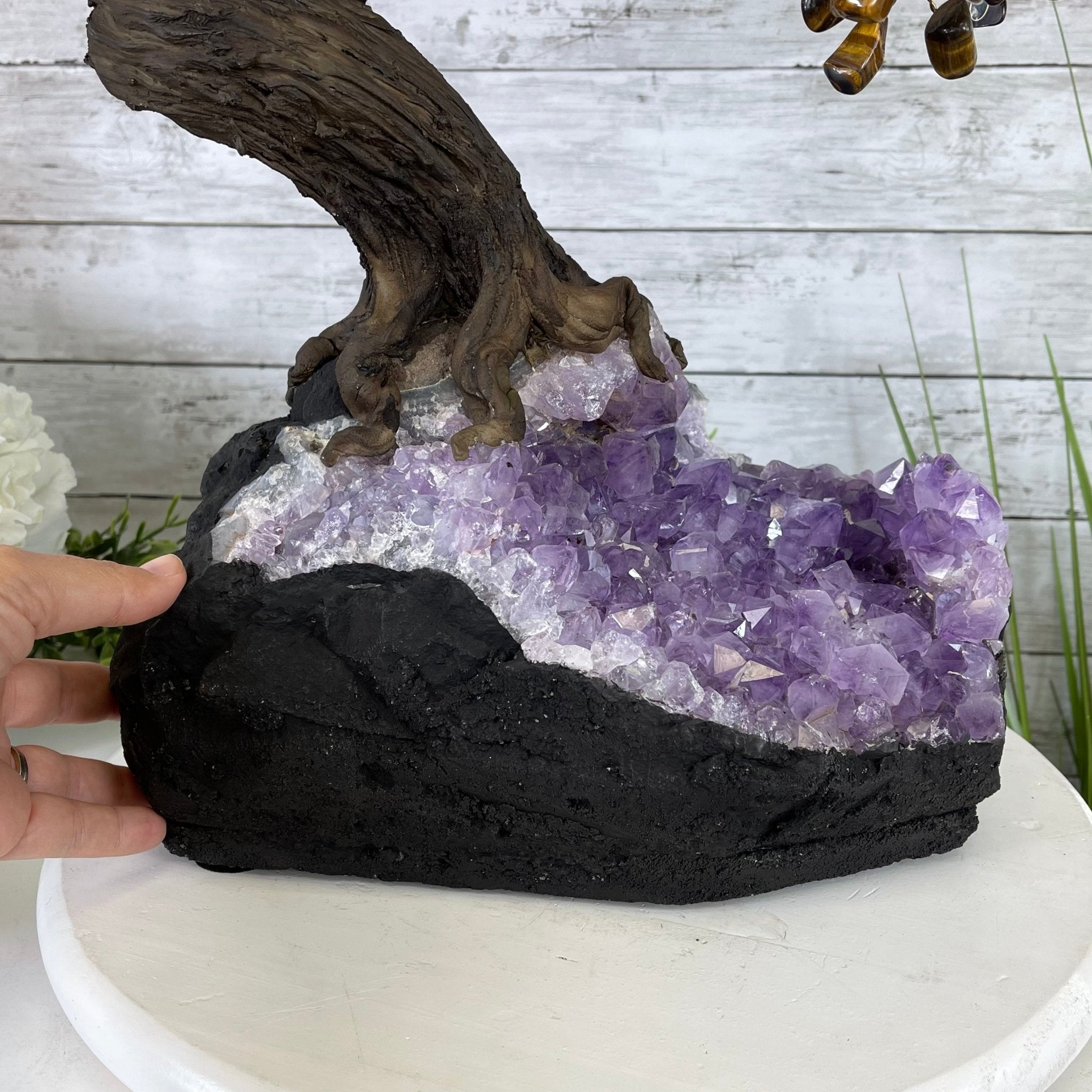 25" Tall Large Handmade Tiger's Eye Gemstone Tree on an Amethyst Base, 720 gems #5407TE-002 by Brazil Gems - Brazil GemsBrazil Gems25" Tall Large Handmade Tiger's Eye Gemstone Tree on an Amethyst Base, 720 gems #5407TE-002 by Brazil GemsGemstone Trees5407TE-002