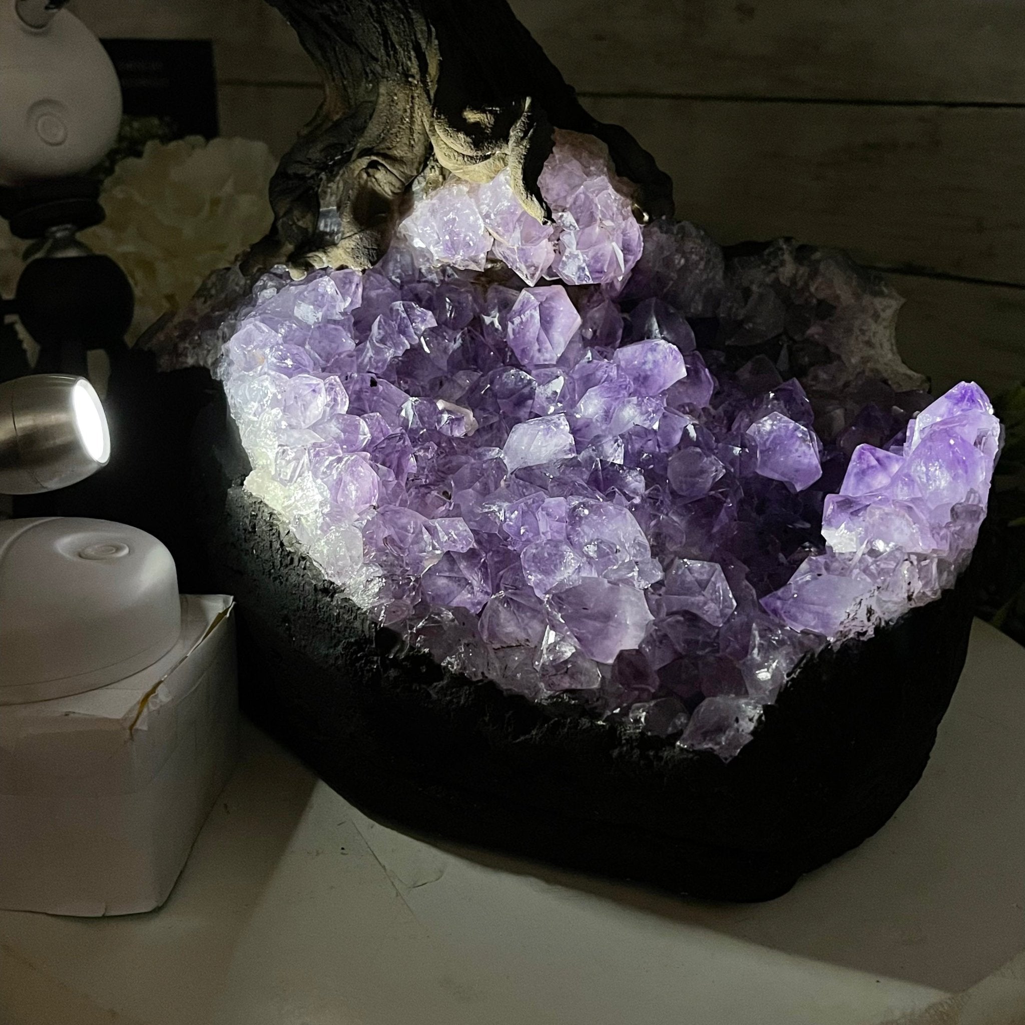 25" Tall Large Handmade Tiger's Eye Gemstone Tree on an Amethyst Base, 720 gems #5407TE-002 by Brazil Gems - Brazil GemsBrazil Gems25" Tall Large Handmade Tiger's Eye Gemstone Tree on an Amethyst Base, 720 gems #5407TE-002 by Brazil GemsGemstone Trees5407TE-002